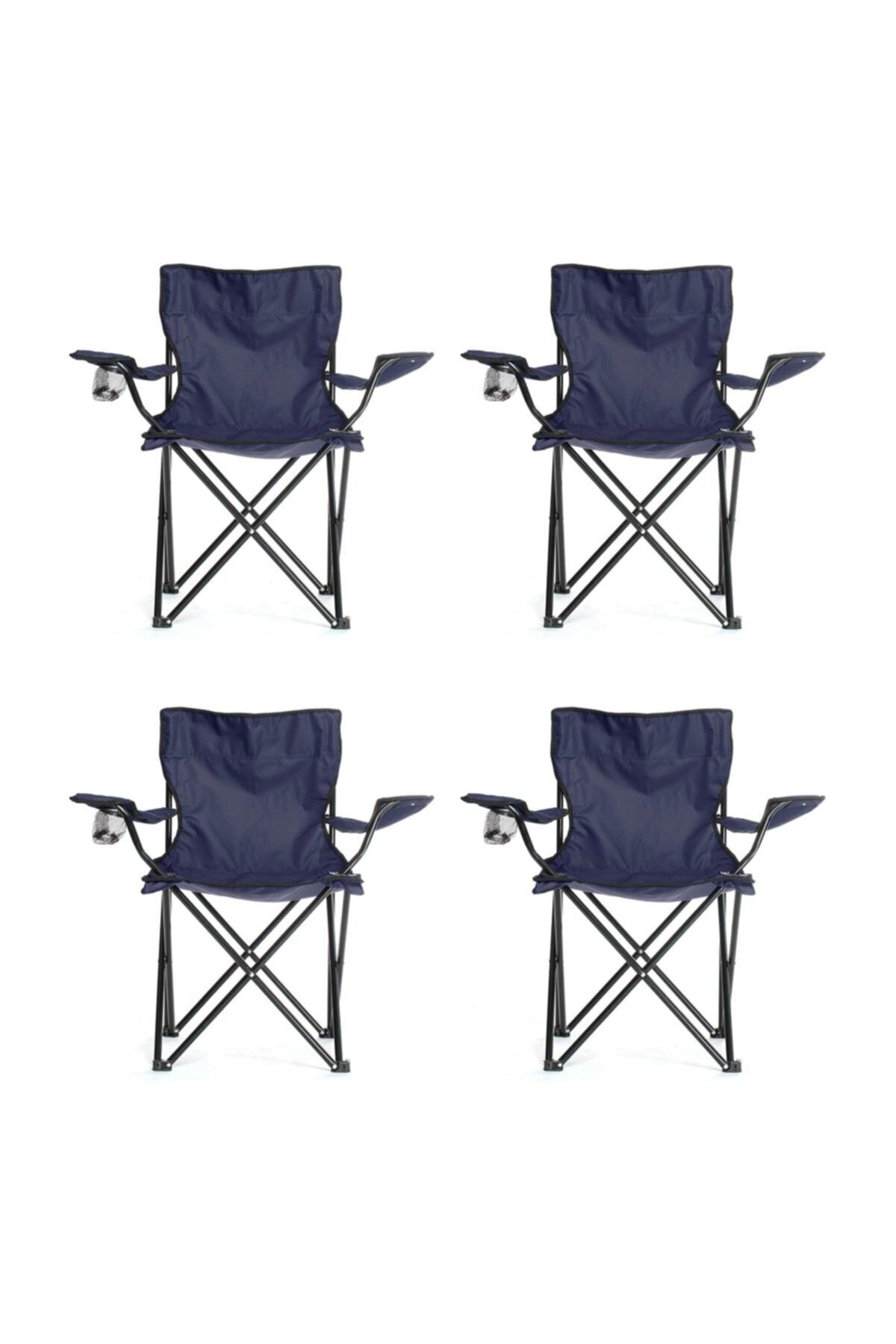 Body-GYM Taşınabilir Katlanır Kamp Sandalyesi 4 Adet - Lacivert