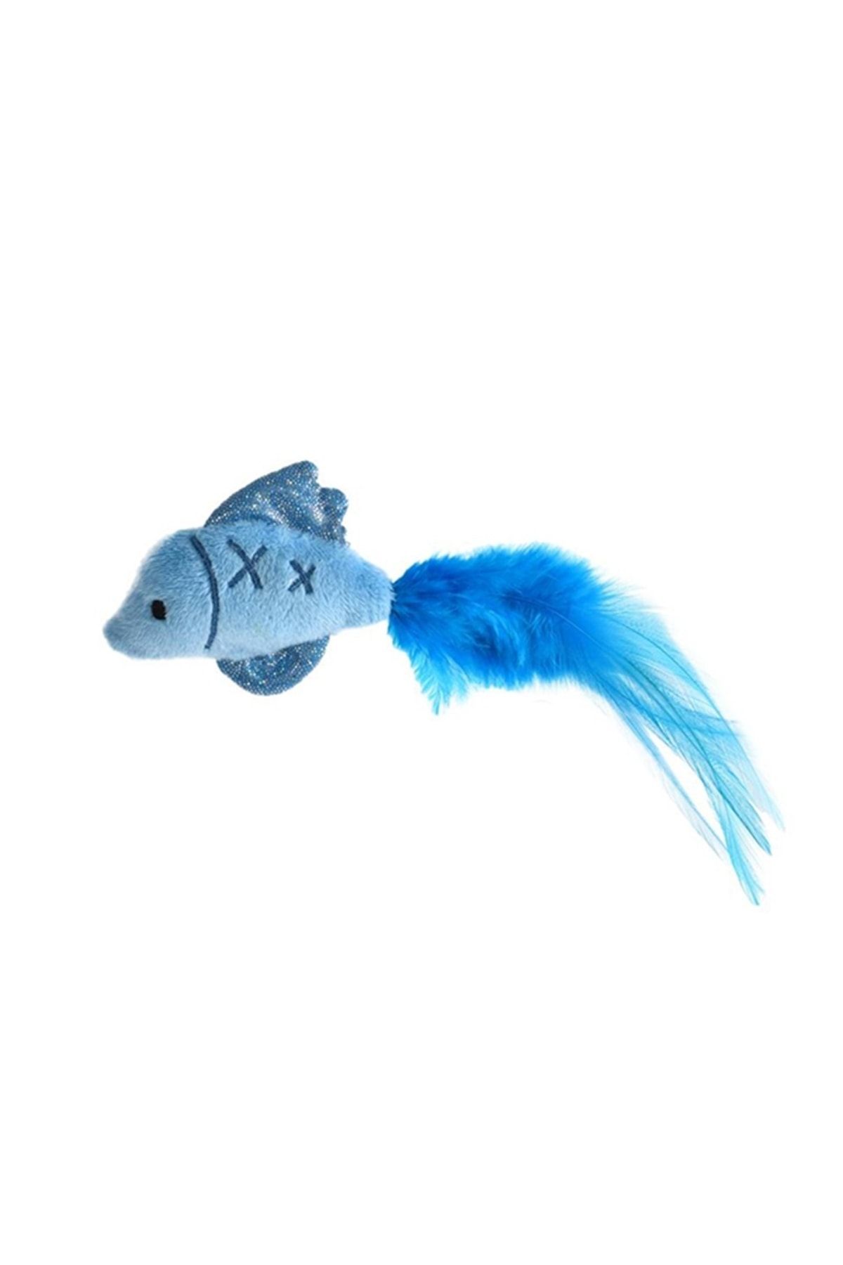 Zampa Mavi Tüylü Peluş Balık Kedi Oyuncağı,18x5,5 Cm