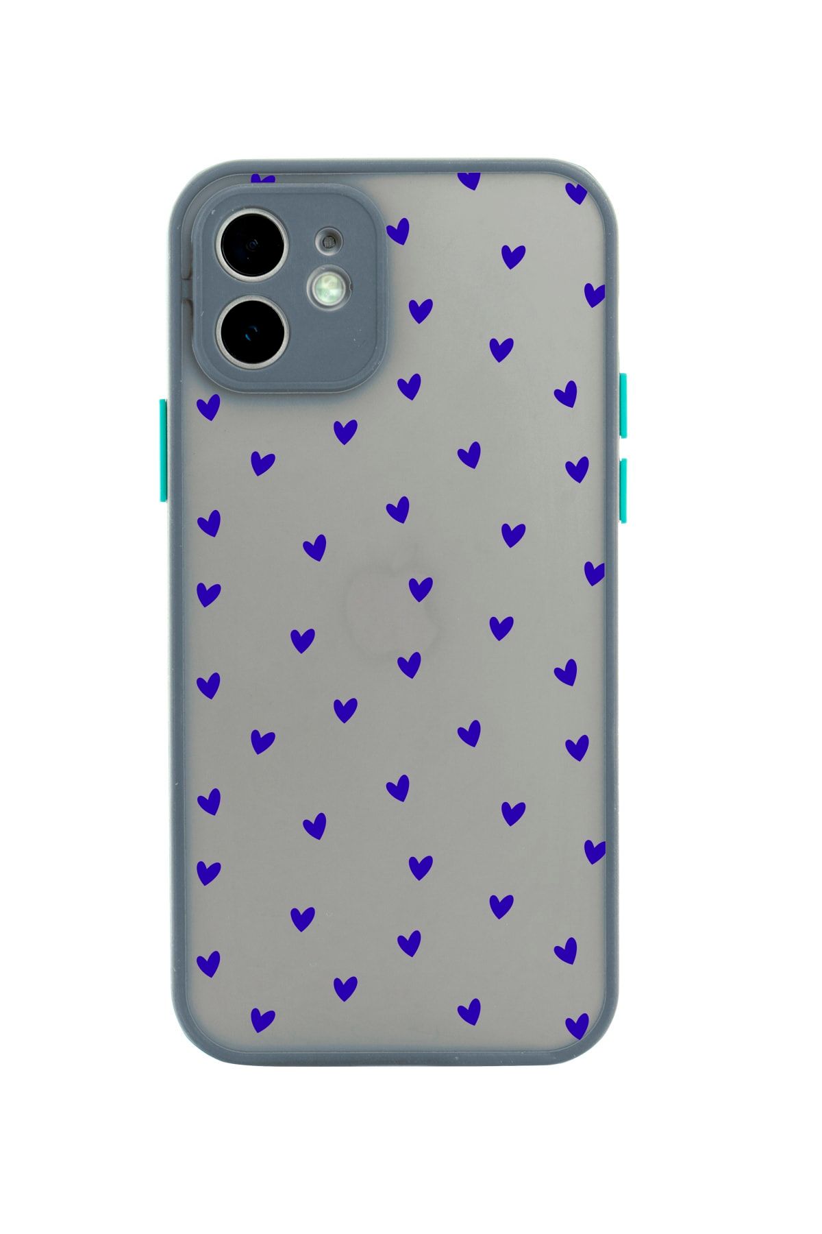 butikcase Iphone 11 Lüx Kamera Lens Korumalı Minik Kalpler Lacivert Desenli Hri Telefon Kılıfı