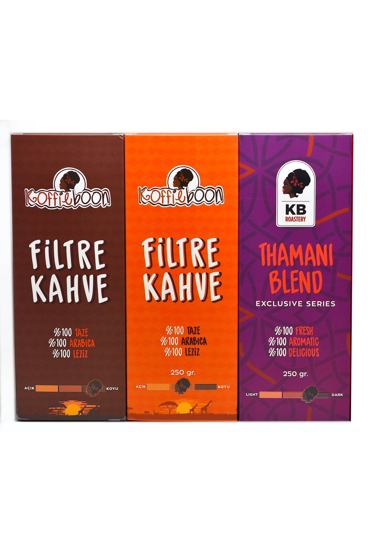 KOFFIEBOON / Filtre Kahve Seti / Leziz Seçenekler / 3 X 250 gr