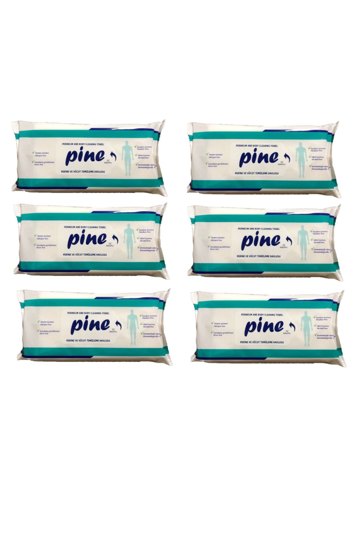 Pine Perine Ve Vücut Temizleme Havlusu 52li 6 Paket