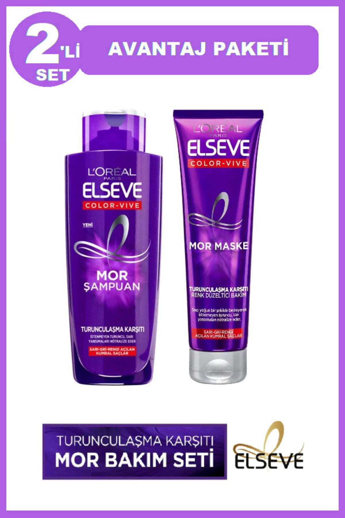 Elseve Color-vive Purple Maske Silver Mor Maske 150 Ml - Turunculaşma Karşıtı Mor Şampuan 200ml