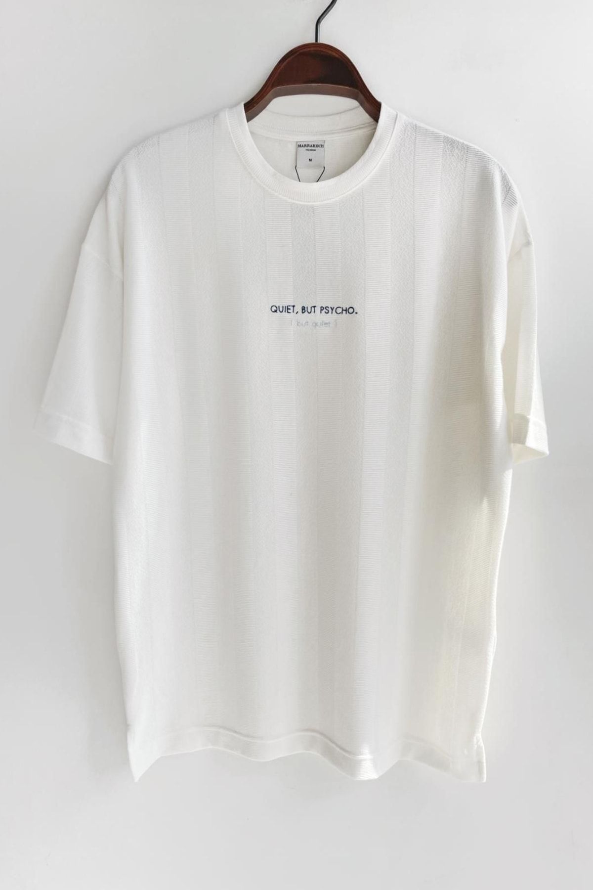 Karpefingo Erkek Quıet Nakışlı Beyaz Oversize T-shirt