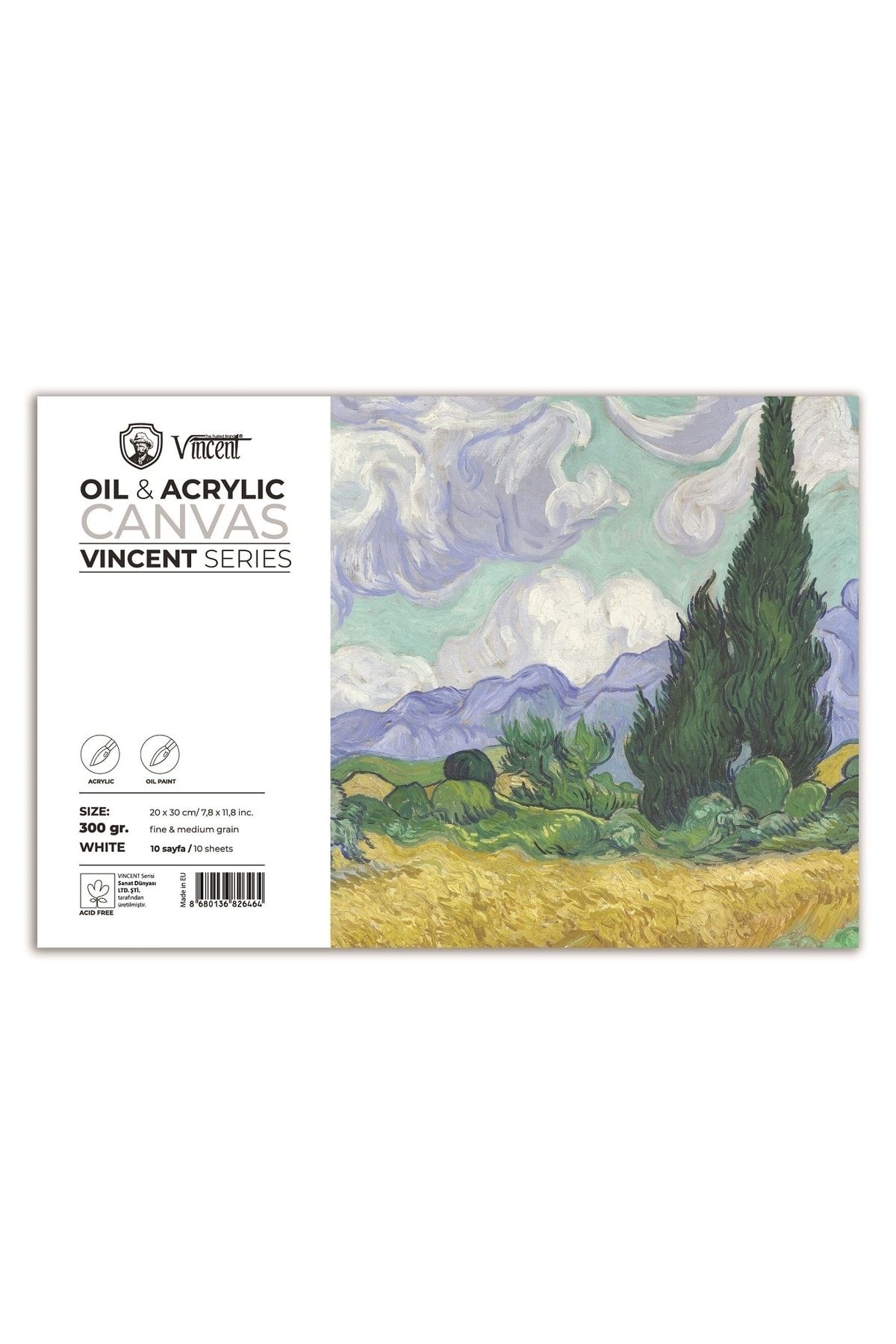Vincent Vıncent Oıl Acrylıc Canvas Whıte 300gr 20cmx30cm 10 Sayfa Yağlı Ve Akrilik Boya Defteri