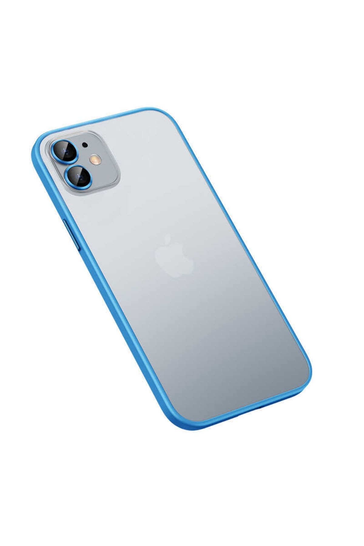 Nevarium Iphone 11 Uyumlu Kılıf Kamera Mercek Korumalı Retro Kapak - Mavi