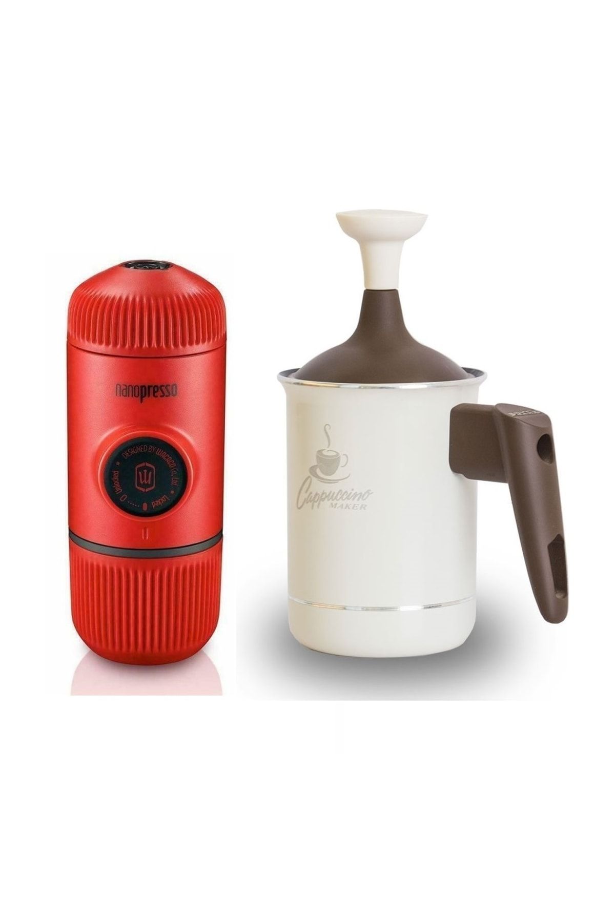 Wacaco Nanopresso Manuel Espresso Makinesi Kırmızı & Pedrini Süt Köpürtücü 0,5 Lt