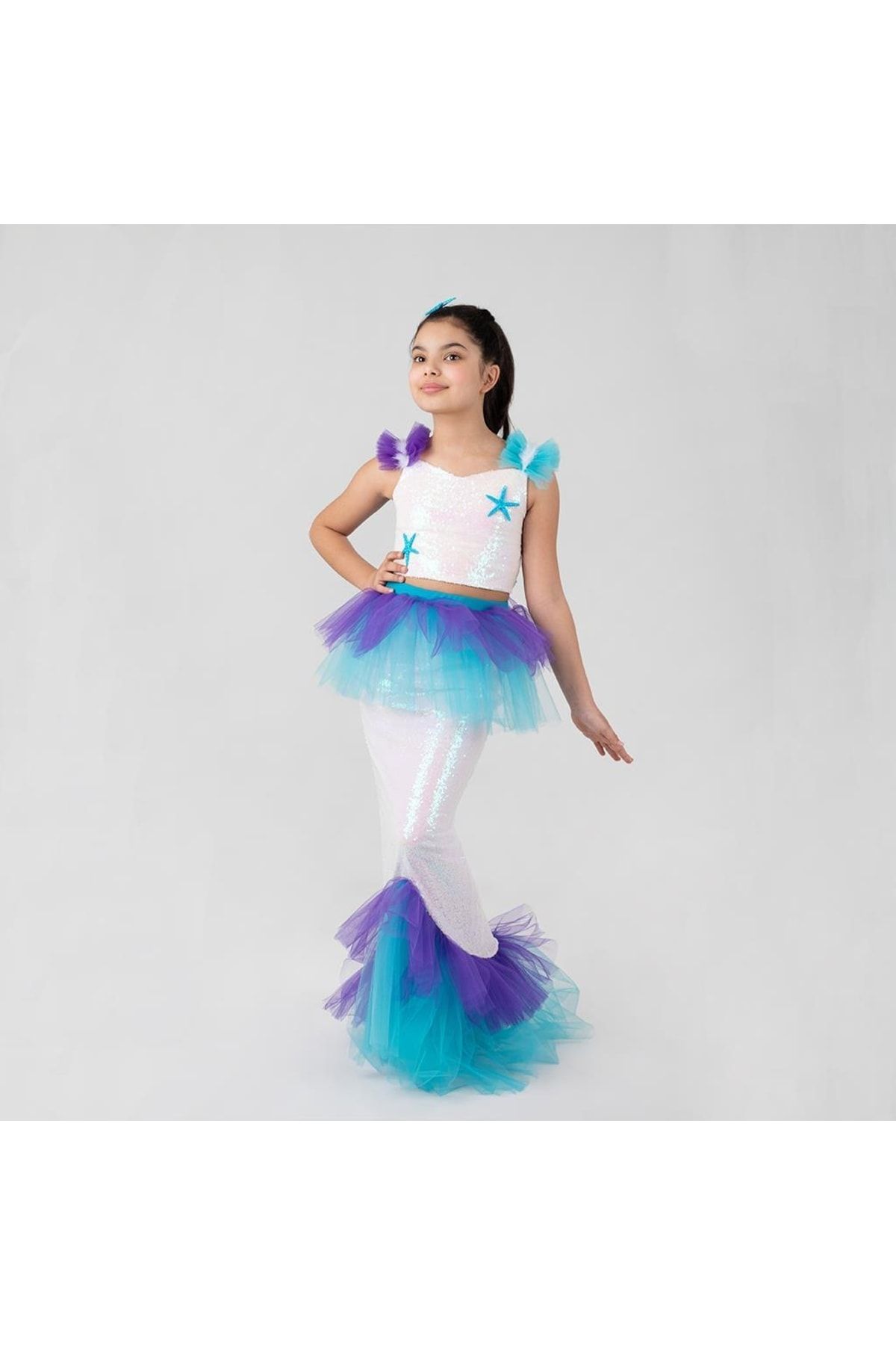 Mashotrend Mashokids Özel Üretim Deniz Kızı Kostümü - Payetli Kostüm - Deniz Kızı Kuyruğu Kostüm