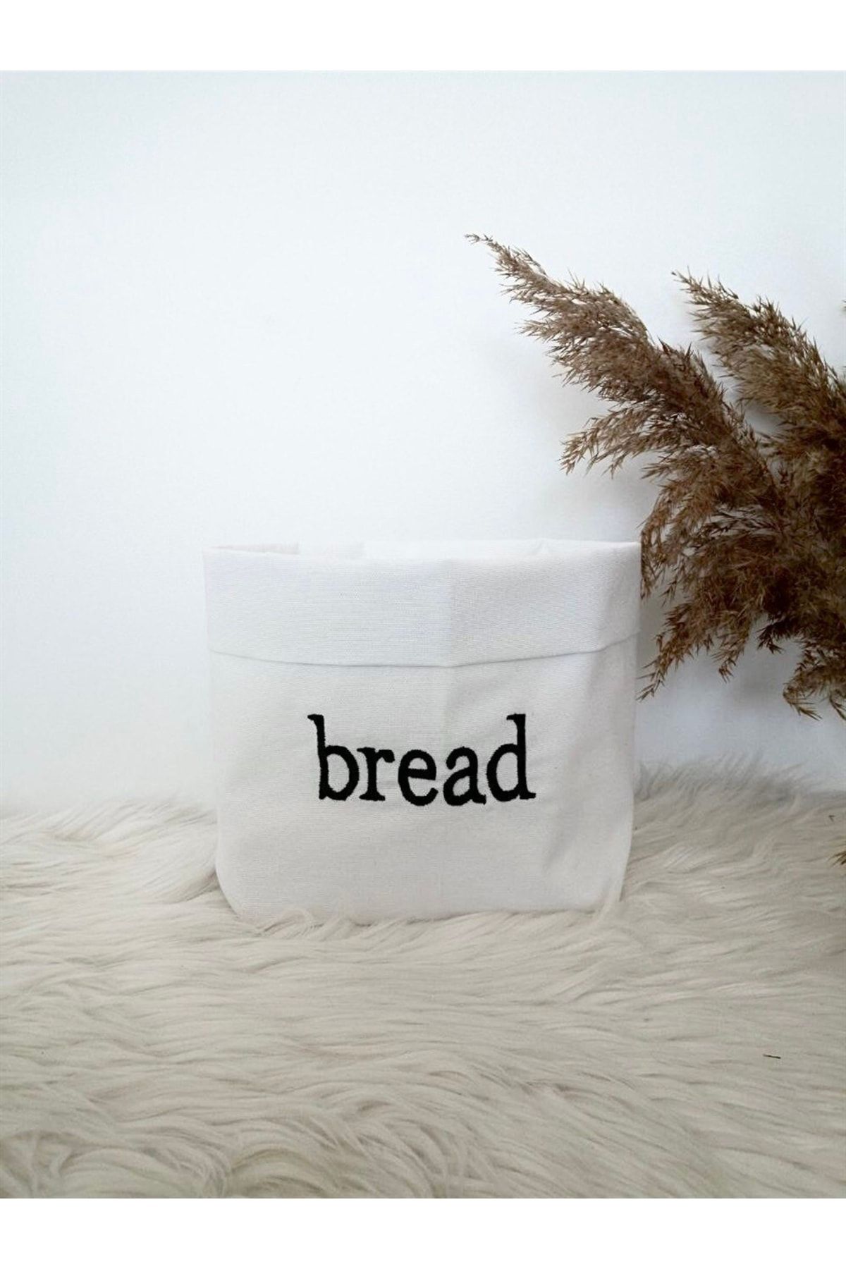 Atölye No 35 Bread Nakışlı Ekmek Sepeti Beyaz