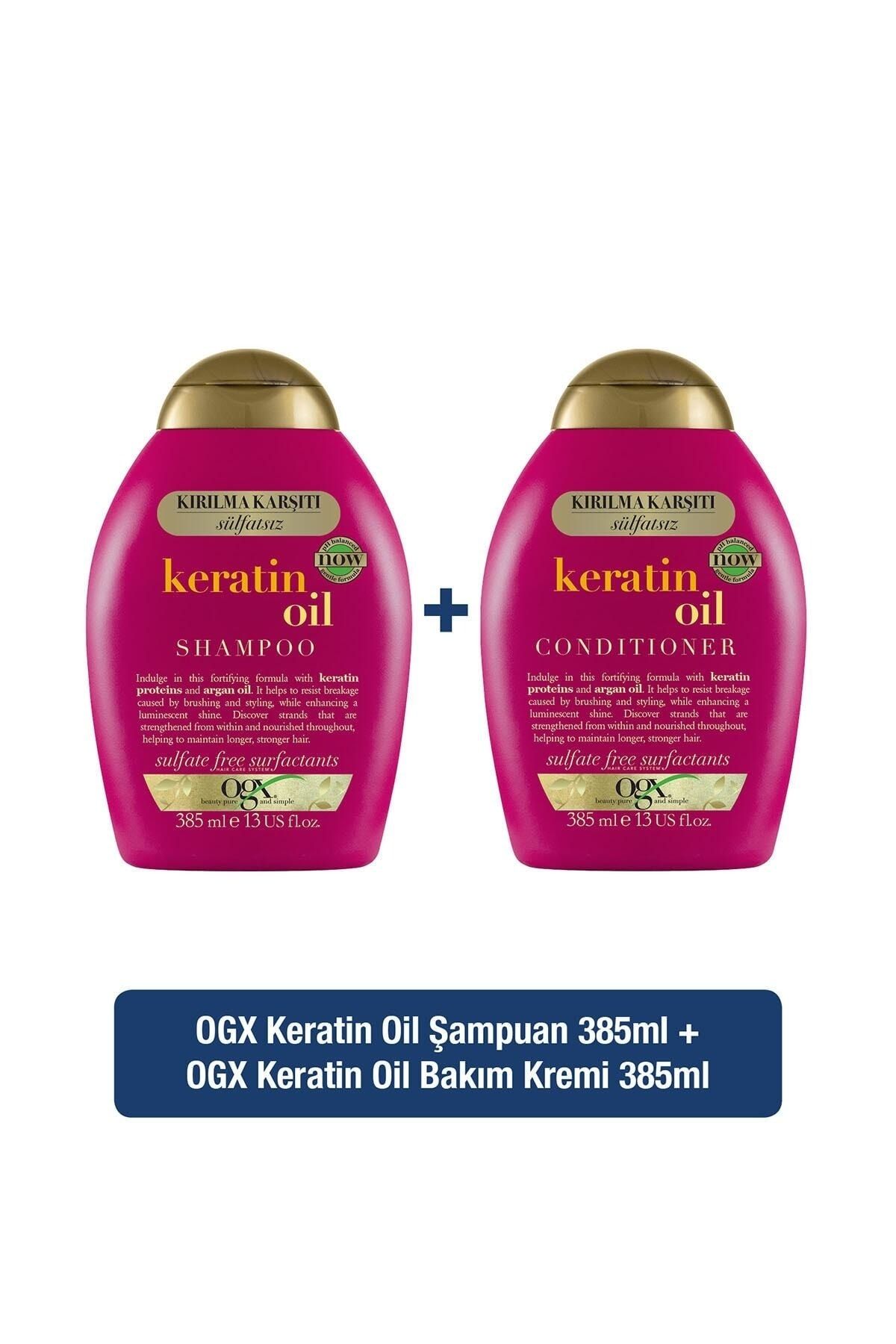OGX Danışman Kırılma Karşıtı Keratin Oil Sülfatsız Şampuan 385ml + Bakım Kremi 385ml