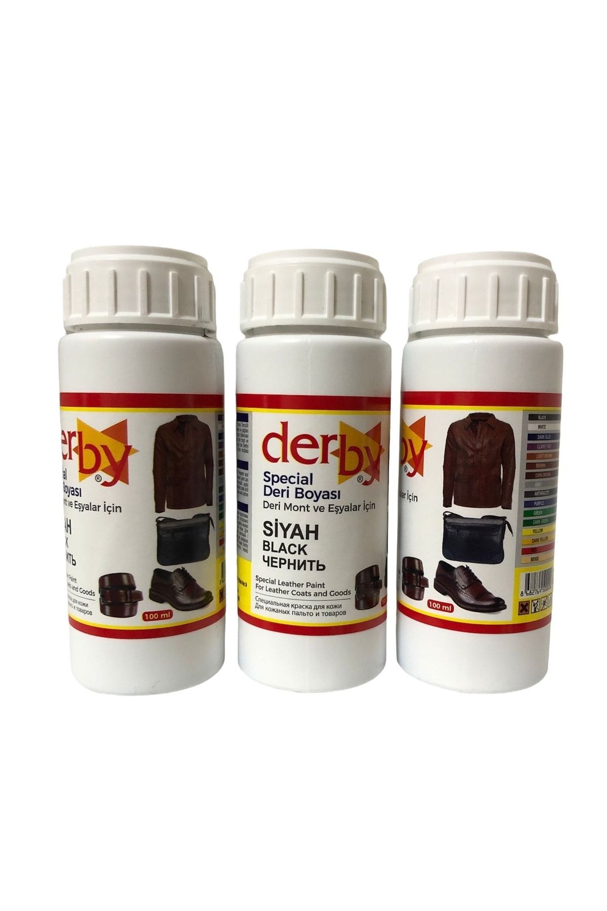 Derby Siyah Mont Ayakkabı Eşya Deri Boyası 100 Ml 3'lü Set + Sünger