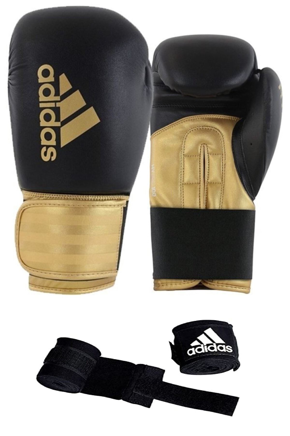 adidas Altın Adıh100 Hybrid100 Boks Eldiveni Boxing Gloves Ve Bandaj Suni Deri