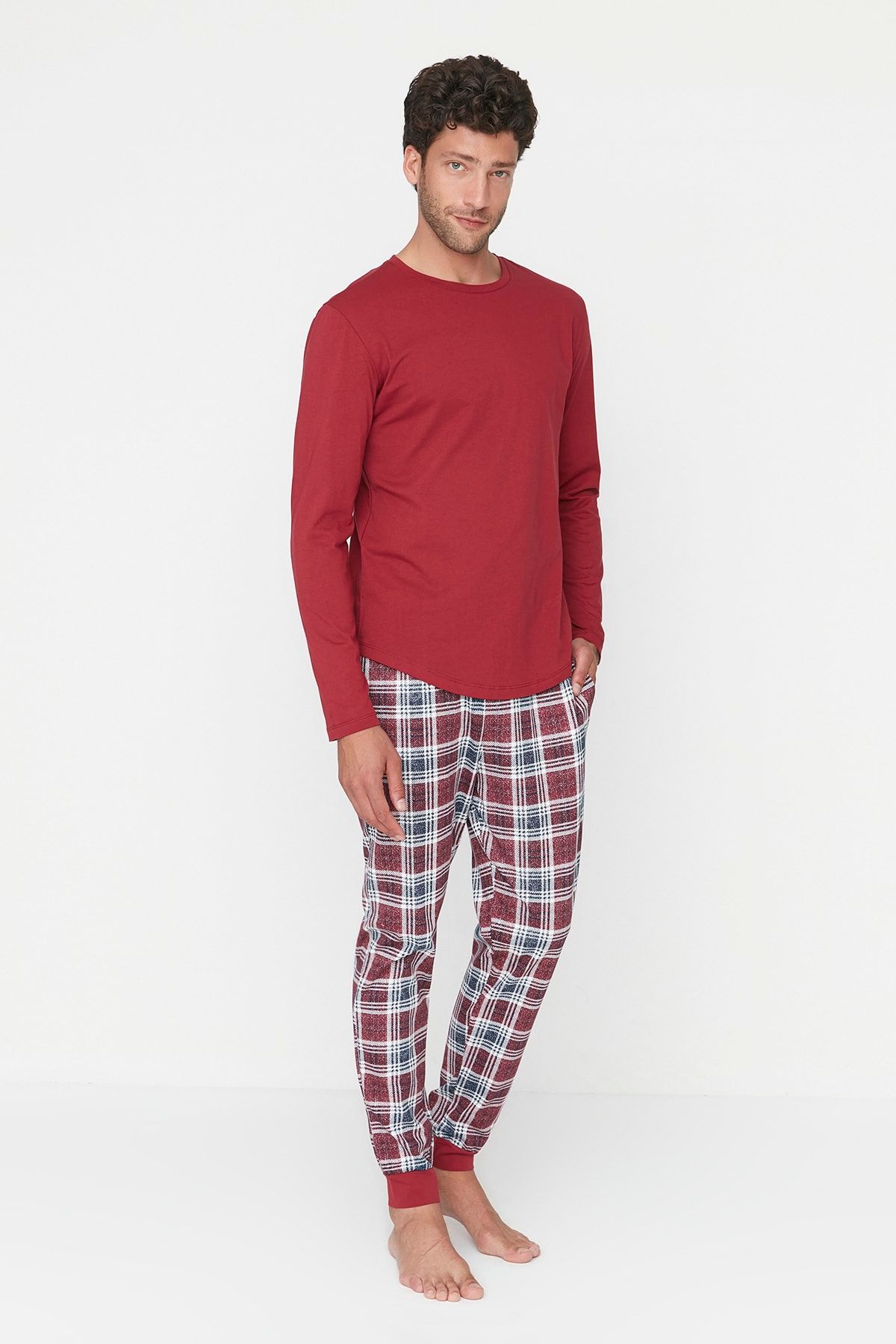 TRENDYOL MAN Çok Renkli  %100 Pamuk Baskılı Örme Pijama Takımı THMAW21PT0714