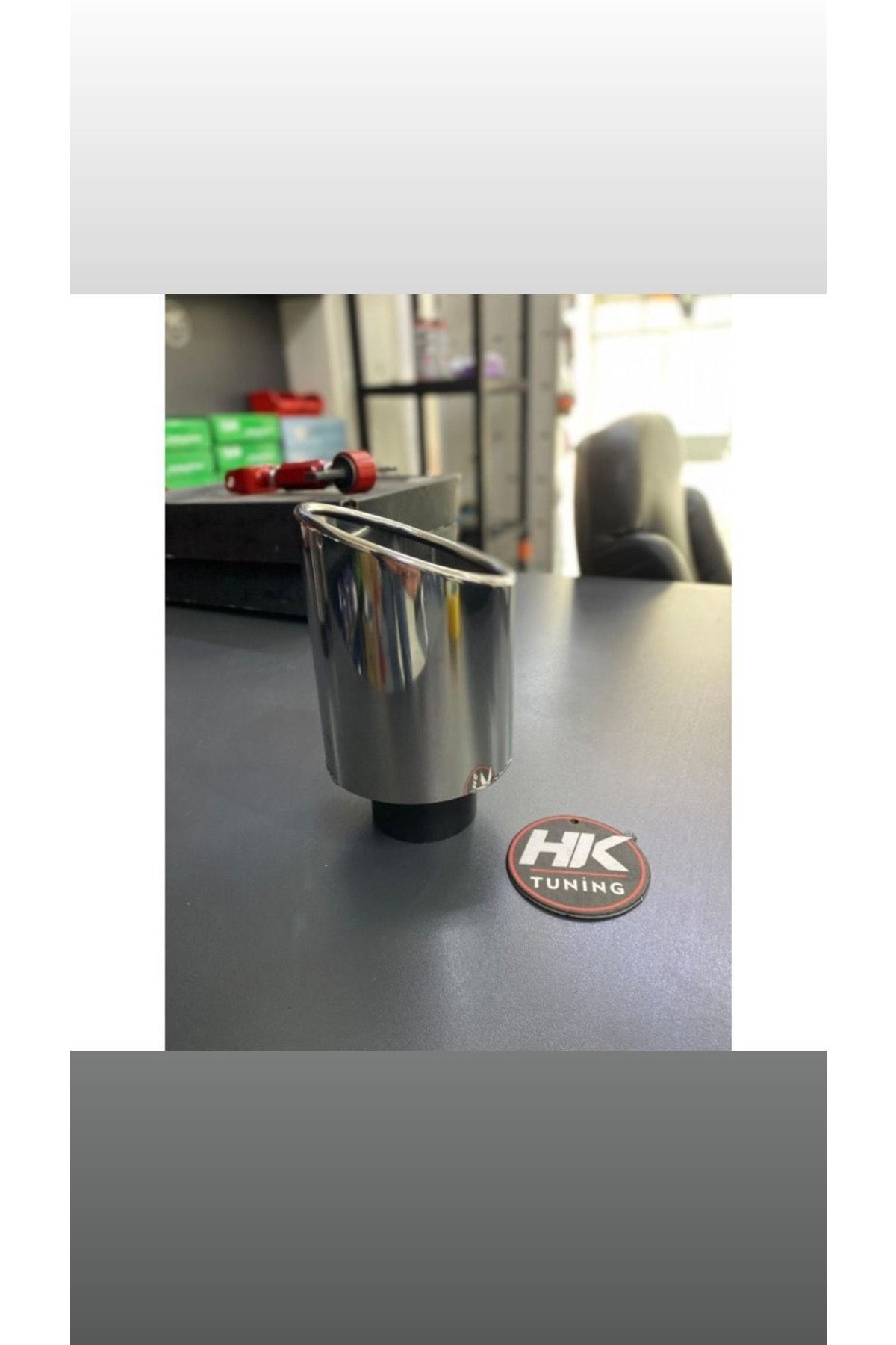 HK TUNİNG Paslanmaz Yuvarlak Eğik Ağız Tek Çıkış 100mm Egzoz Ucu