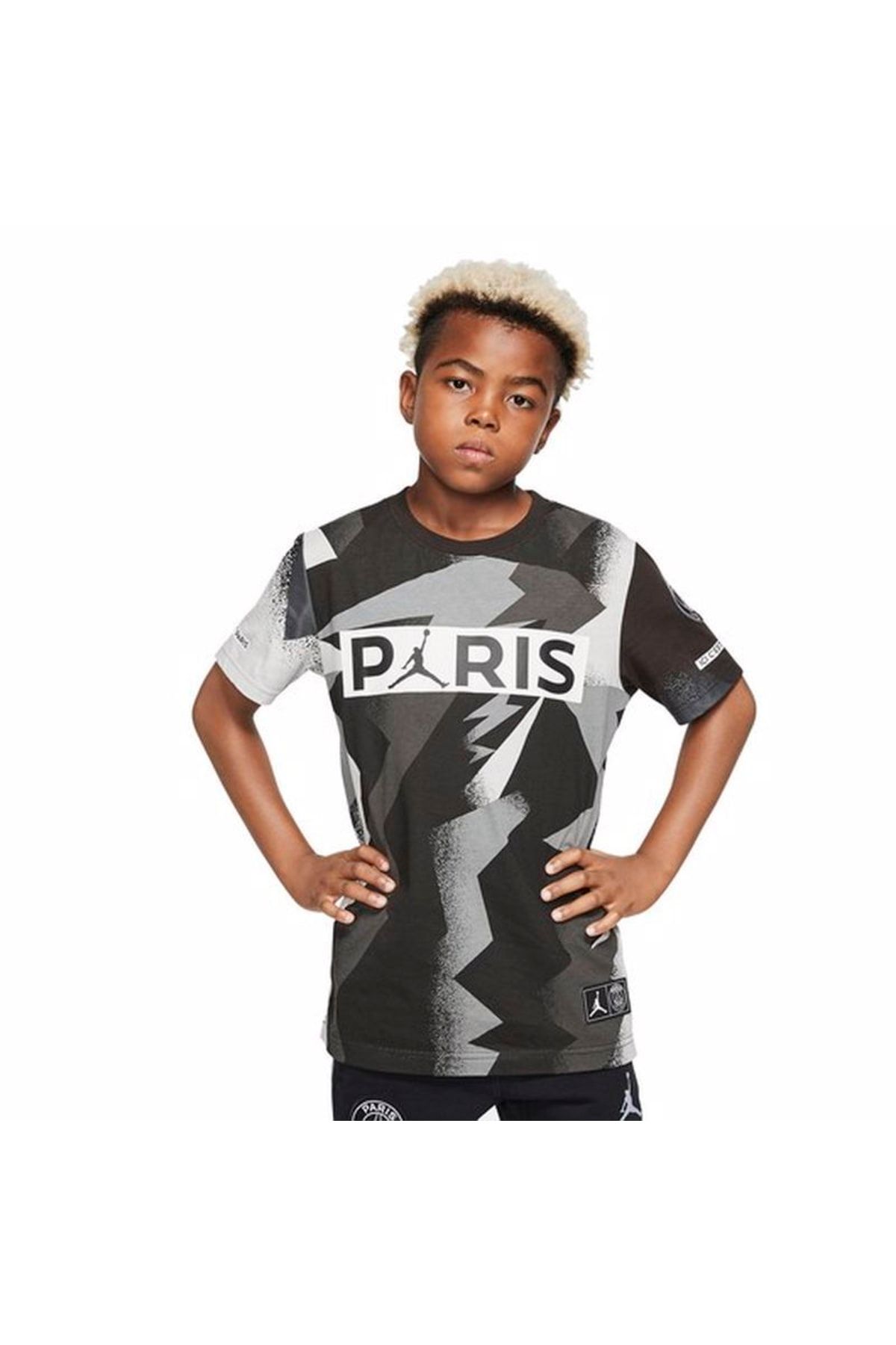 Nike Jordan Paris Saint-germain Short-sleeve Jock Tag Çocuk Tişört - Gri