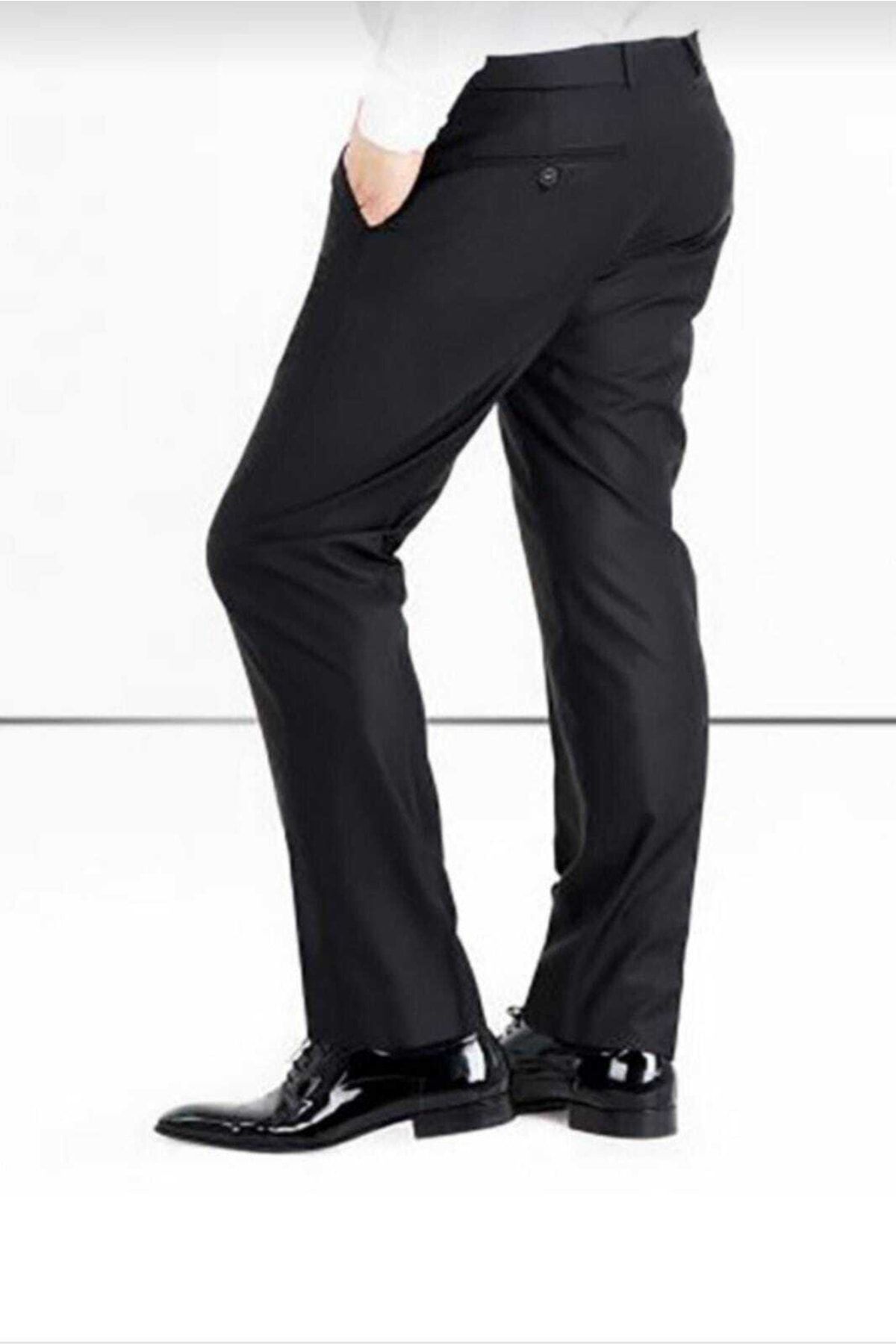 Genel Markalar Klasik Kesim Siyah Erkek Kumaş Pantolon