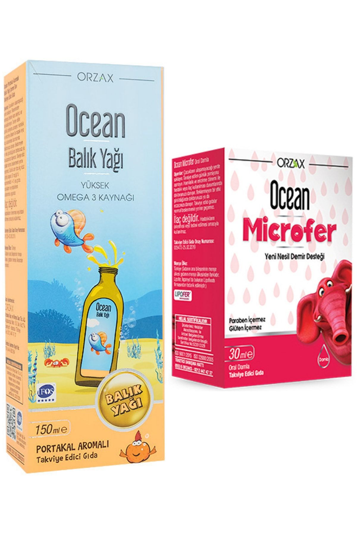 Ocean Microfer Oral Damla 30 Ml + Balık Yağı Portakal Aromalı Şurup 150ml