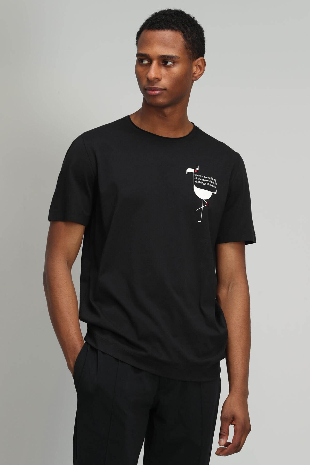 Lufian Kartago Modern Grafik T- Shirt Siyah