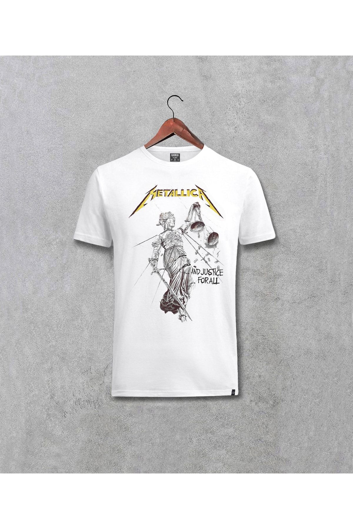 Darkia Unisex Beyaz Metallica And Justice For All Albüm Baskılı T-shirt