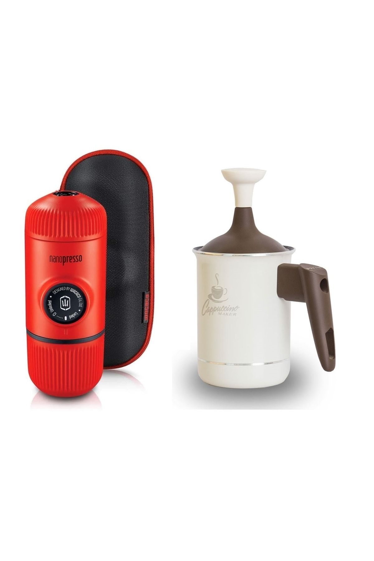 Wacaco Nanopresso Manuel Espresso Makinesi, Lav Kırmızısı & Pedrini Süt Köpürtücü 0,5 Lt