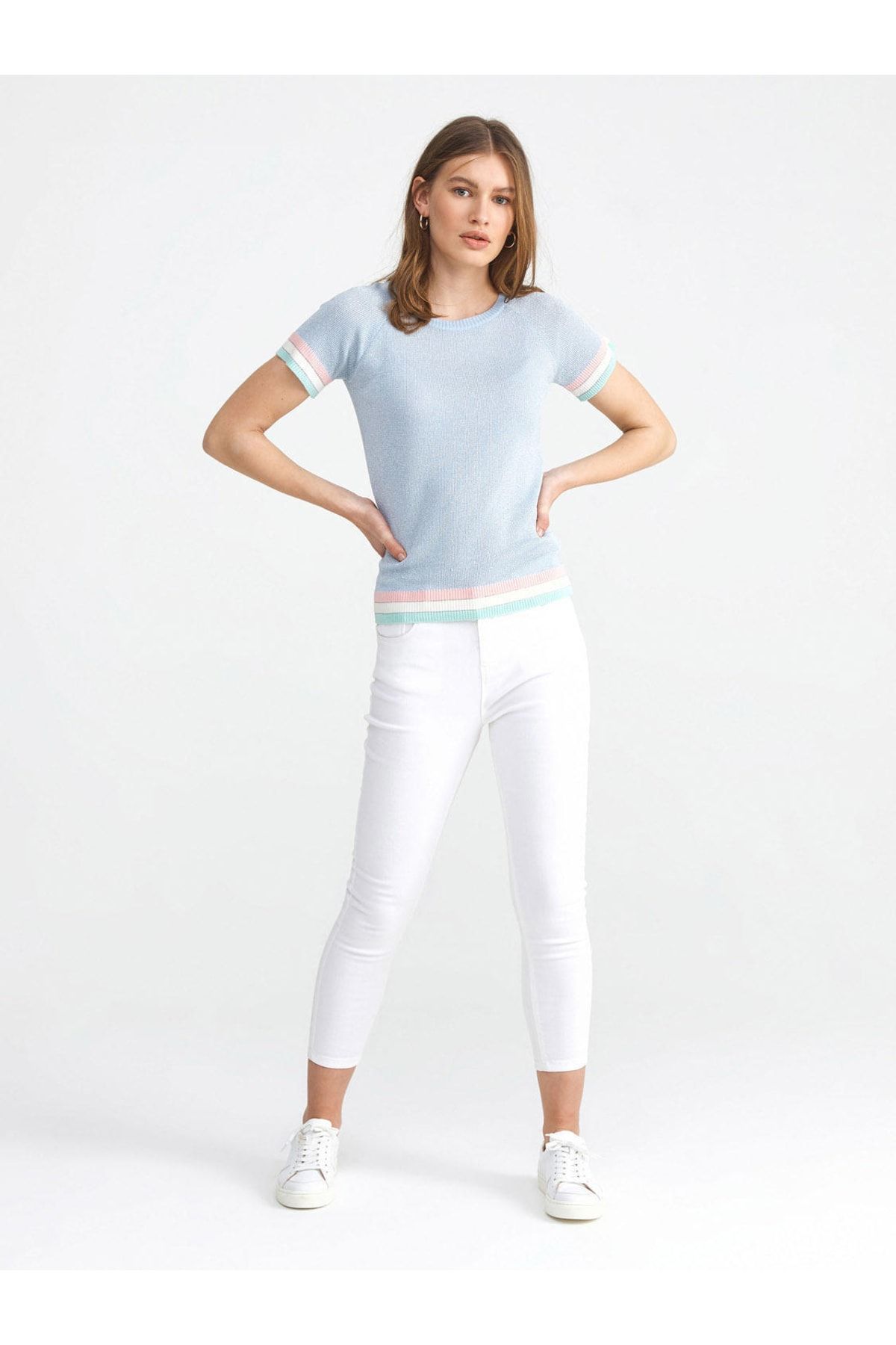 Xint Kadın Beyaz Yüksek Bel Pamuklu Skinny Fit Denim Pantolon
