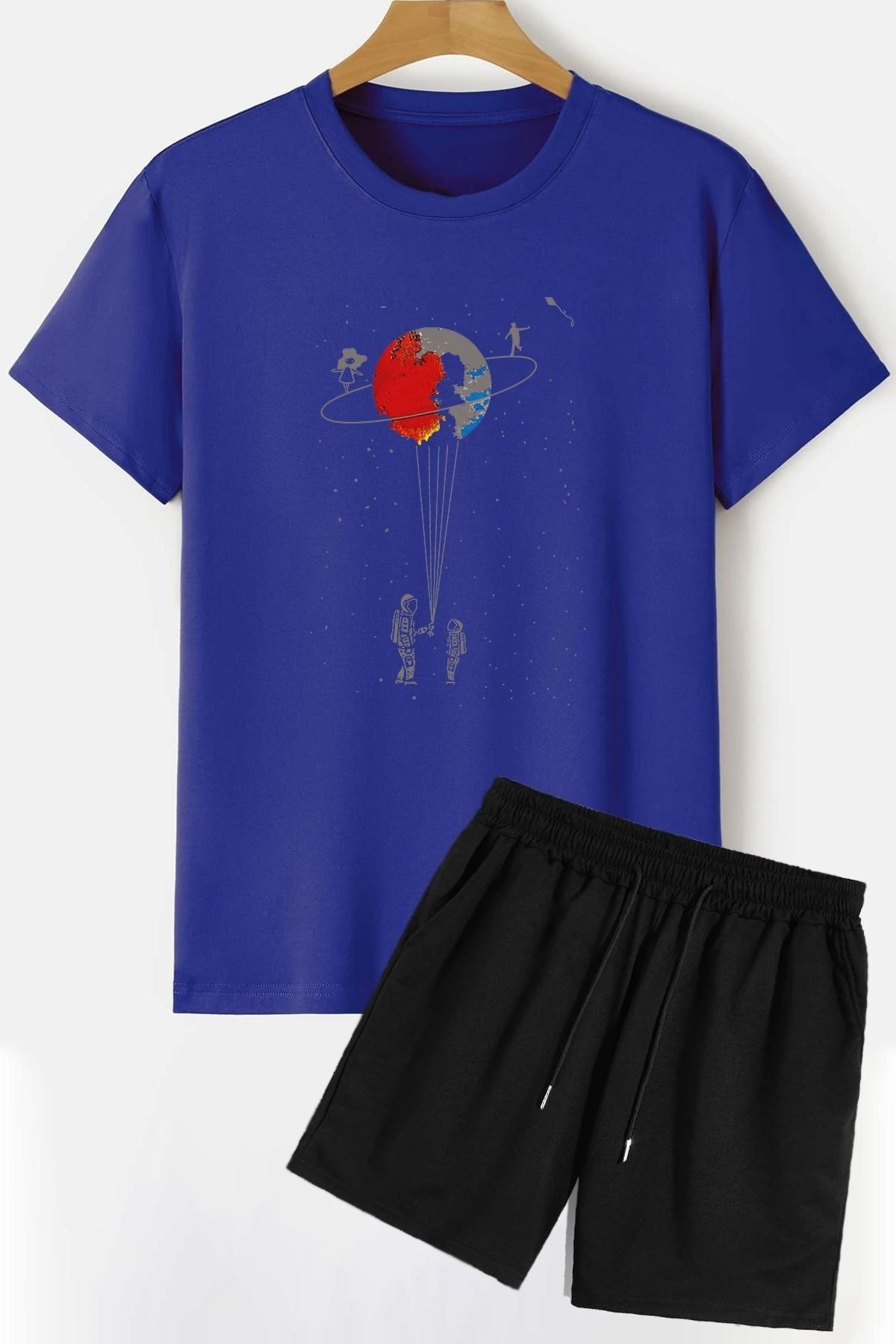 trendypassion Uzay Temalı Şort T-shirt Eşofman Takımı
