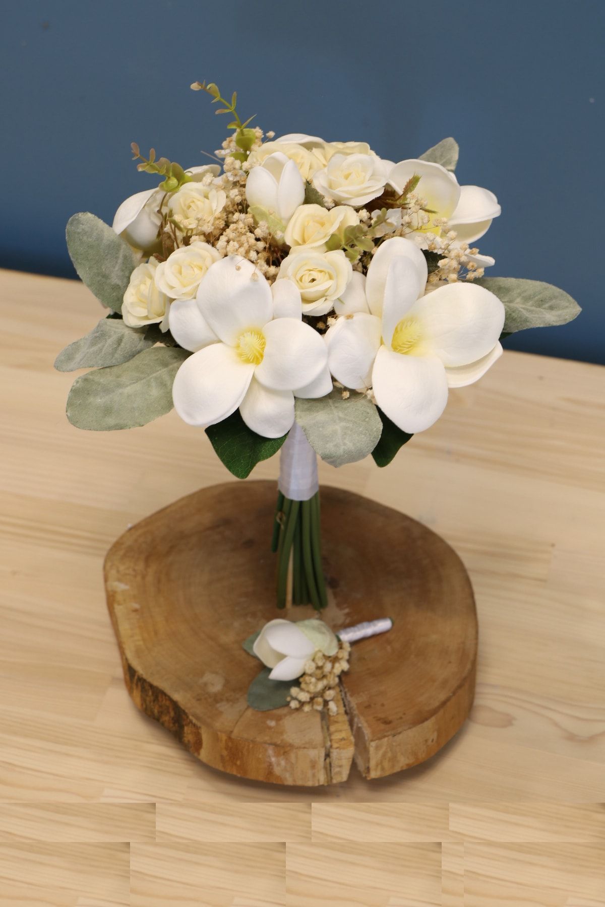 Yapay Çiçek Deposu Beyaz Gelin Çiçeği Manolya