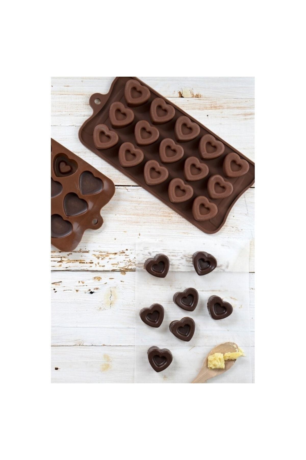 Genel Markalar Çikolata Kalıbı Silikon Kalp Desenli