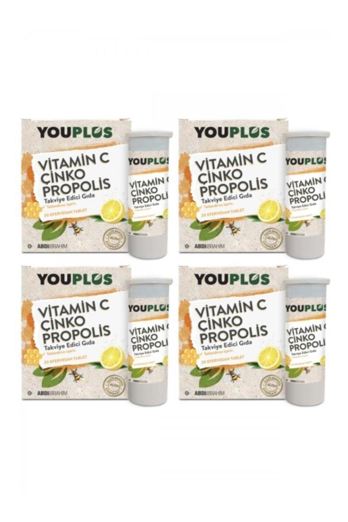 Youplus Vitamin C Çinko Propolis 20 Efervesan-4 Kutu