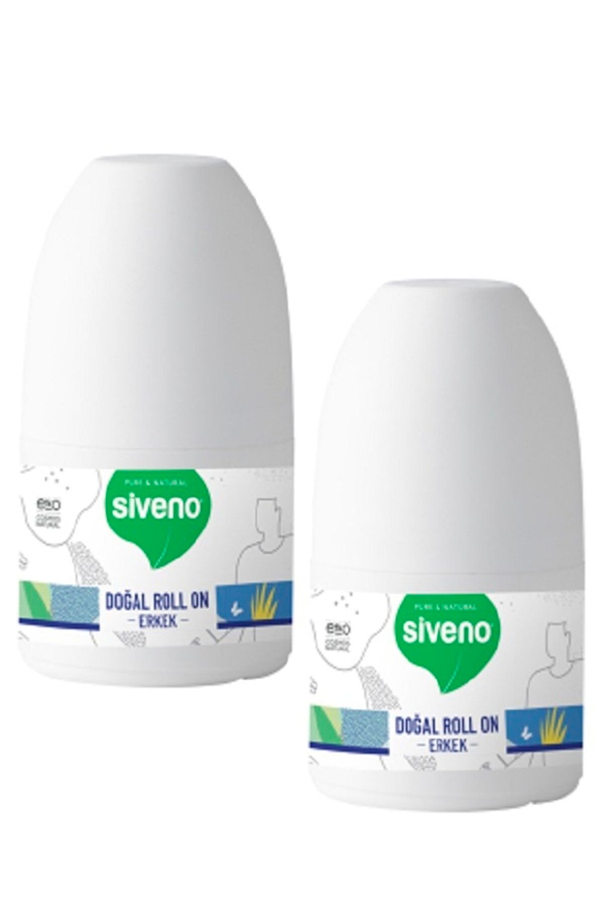 Siveno %100 Doğal Roll-On Erkek Deodorant Ter Kokusu Önleyici Bitkisel Leke Bırakmayan Vegan 50 ml X 2 Adet