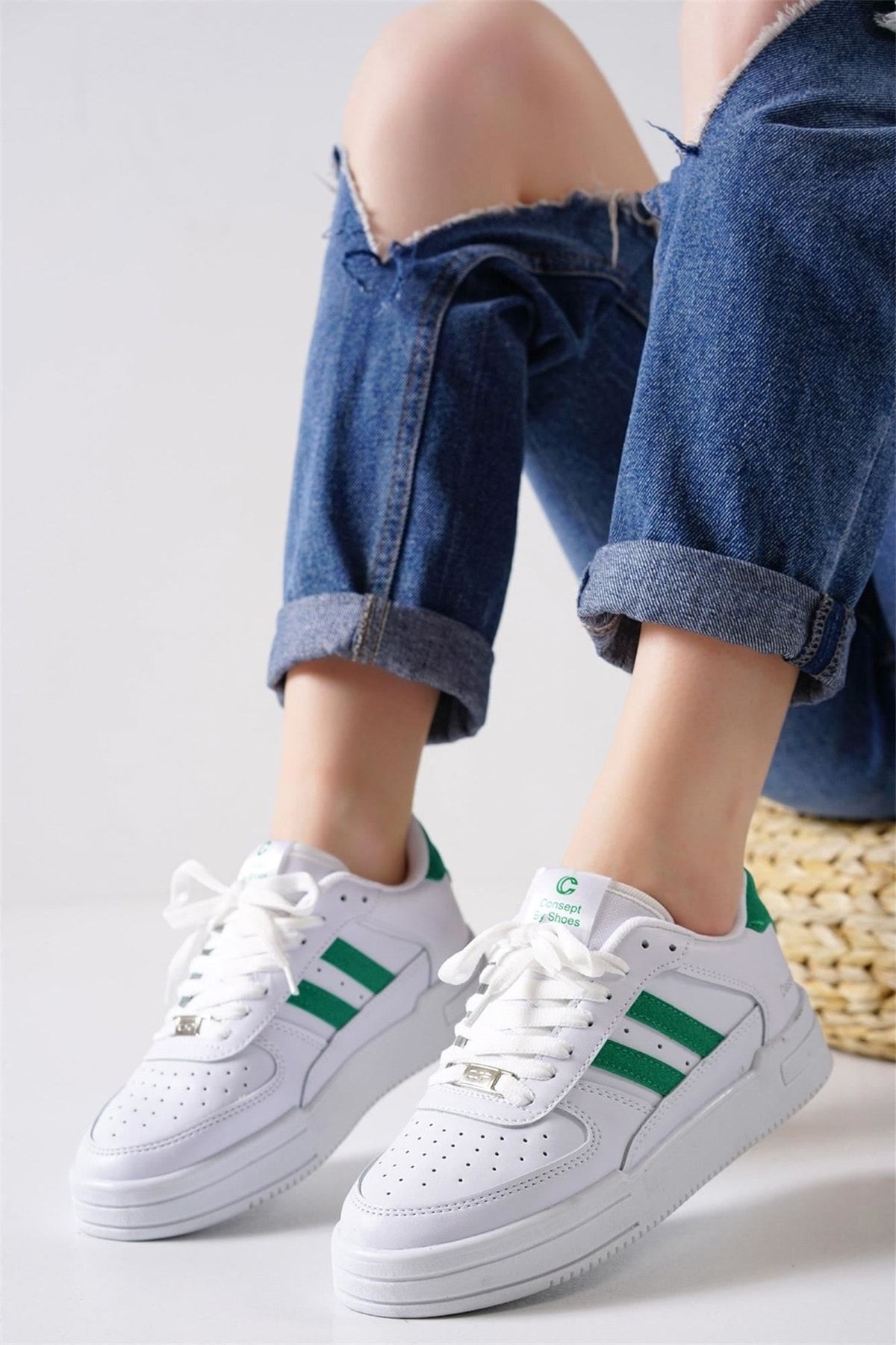 LETAO Rahat Beyaz Yeşil Unisex Günlük Sneaker Spor Ayakkabı
