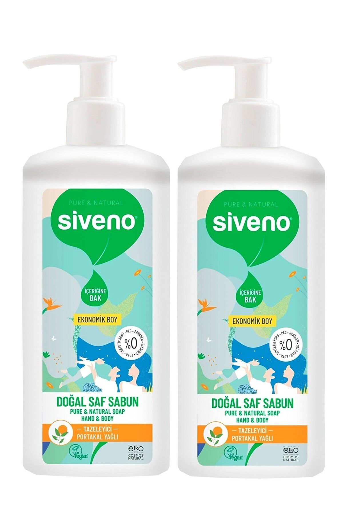 Siveno Portakal Yağlı Doğal Sıvı Sabun 1 Lt X 2 Adet