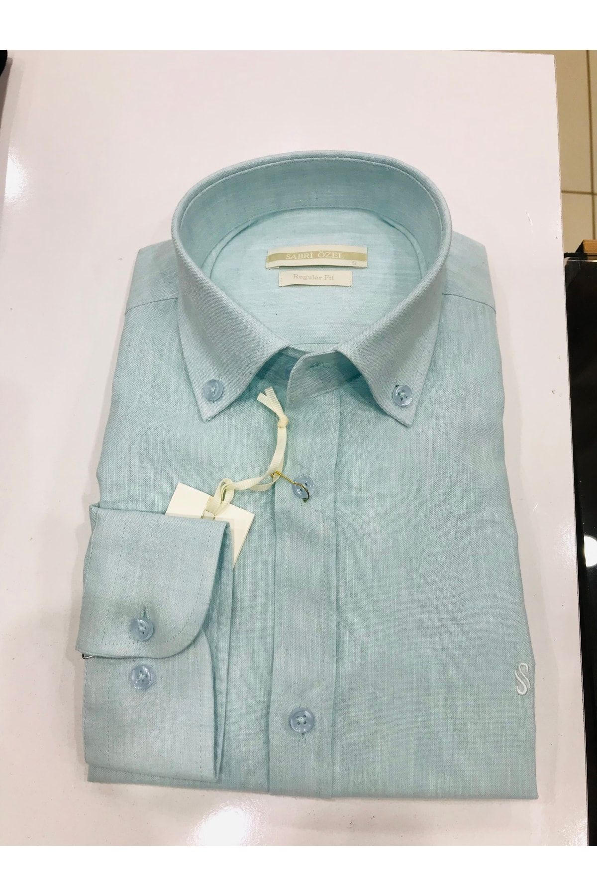 Sabri Özel A.yeşili Yaka Düğmeli Cepsiz Gömlek