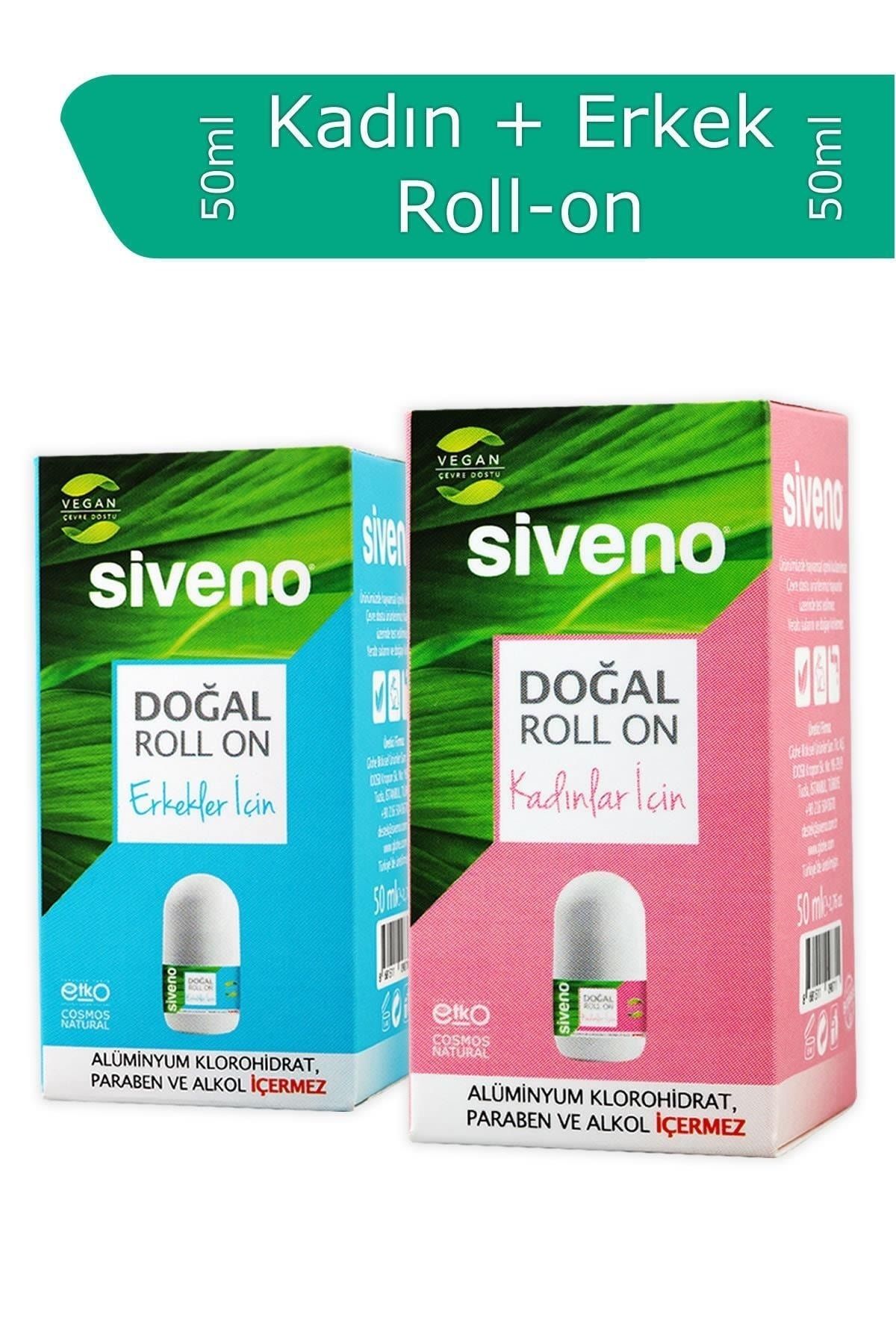 Siveno %100 Doğal Roll-On Kadın + Erkek Deodorant Ter Kokusu Önleyici Leke Bırakmayan 50 ml 2'li Set