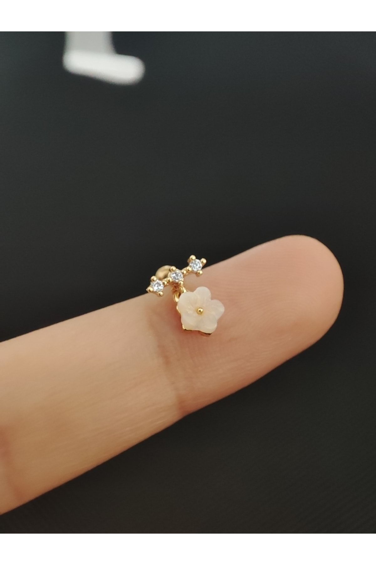 Cerrahi Çelik Zirkon Taşlı Alerji Yapmaz Kıkırdak Ve Tragus Için Uygundur.