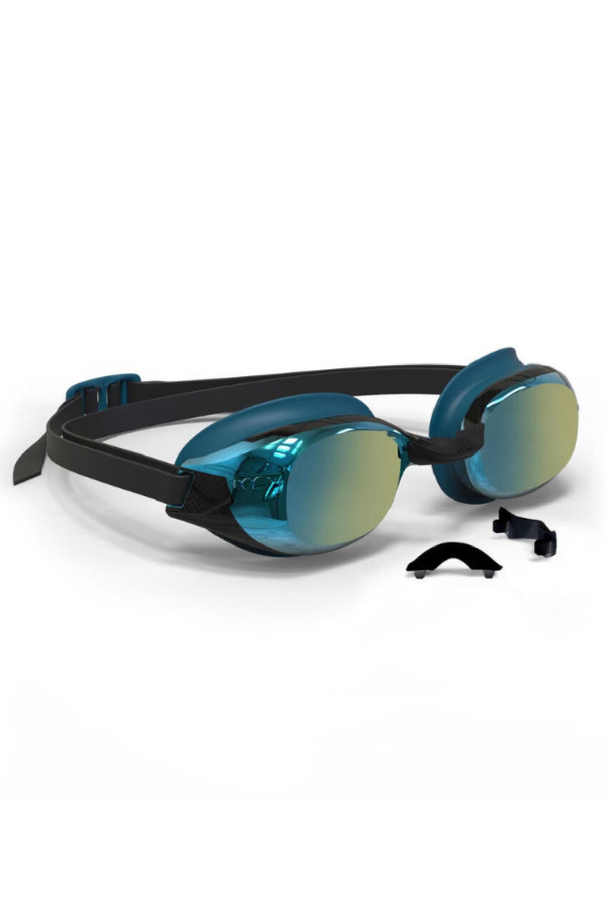 Decathlon - Aynalı Camlı Yüzücü Gözlüğü Mavi Siyah Bfıt