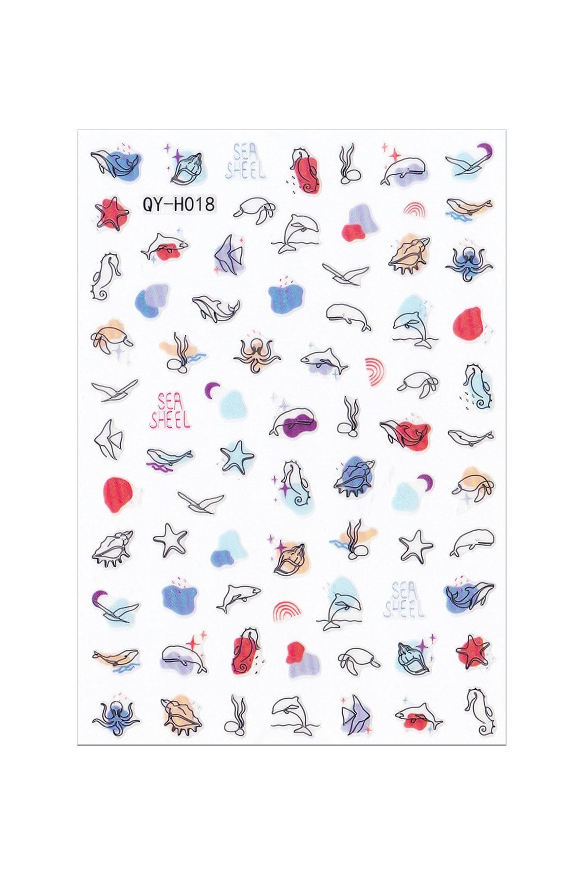 BP Tattoo Nautilus Deniz Kabukları Renkli Tırnak Sticker