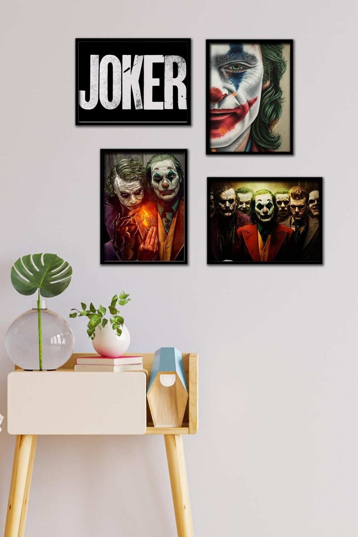 takivis Joker Face 4 Parça Çerçeve Görünümlü Set Tablo