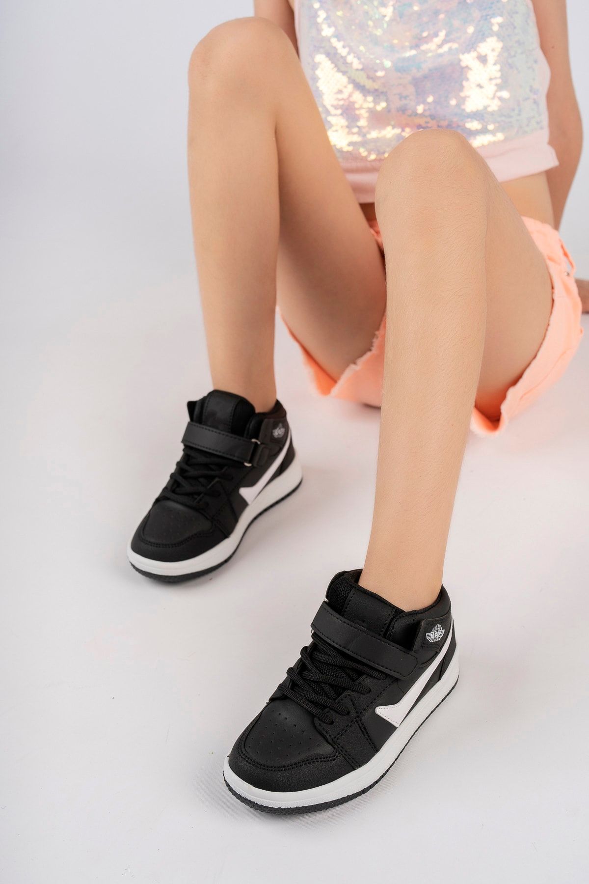 McDark Uzun Bilekli Unisex Siyah Çocuk Spor Sneaker Ayakkabı