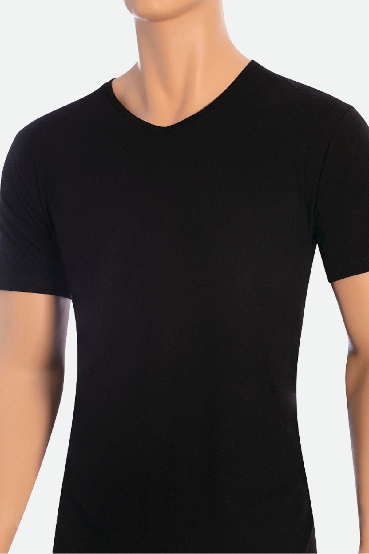 Öts 2'li Erkek Süprem V Yaka T-shirt Siyah (%100 Pamuk)