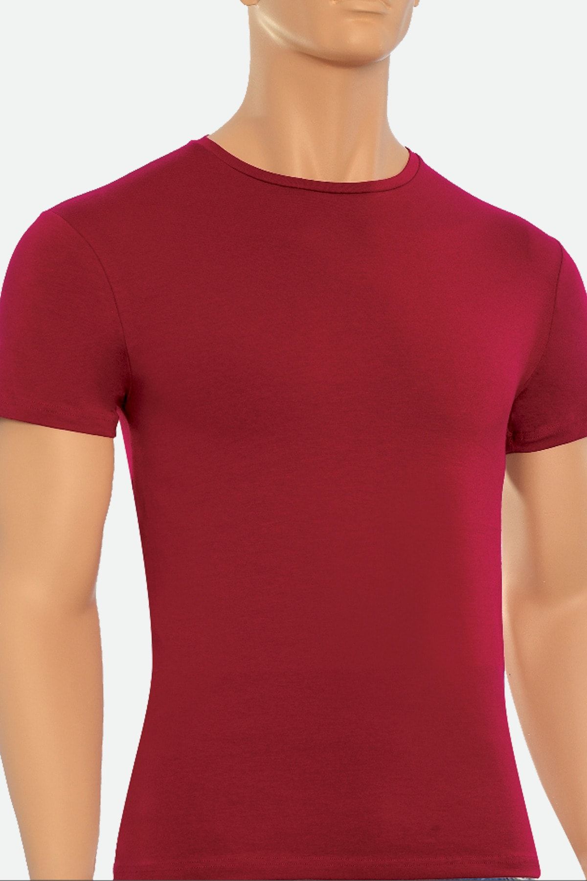 Öts 2'li Erkek Modal Kapalı Yaka T-shirt Kırmızı