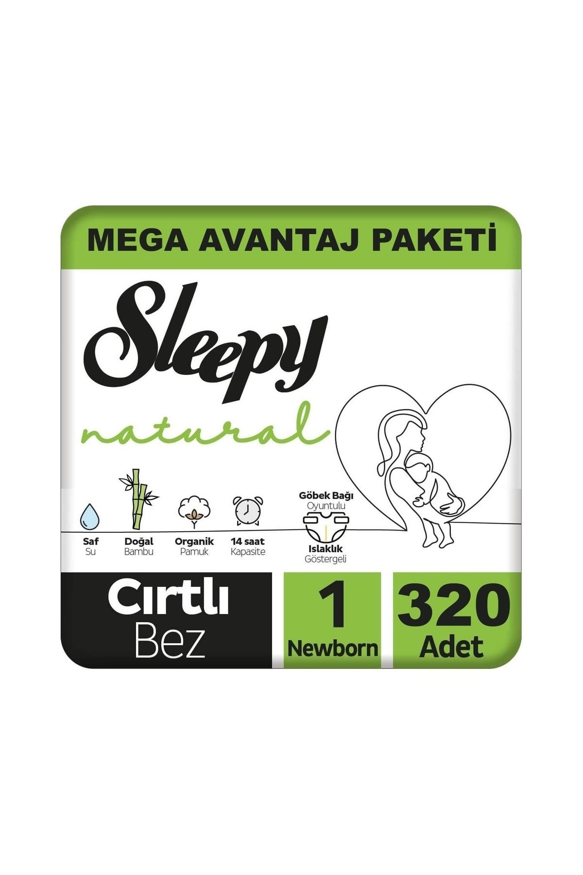 Sleepy Natural Bebek Bezi Mega Avantaj Paketi 1 Numara 2-5 Kg 320 Adet