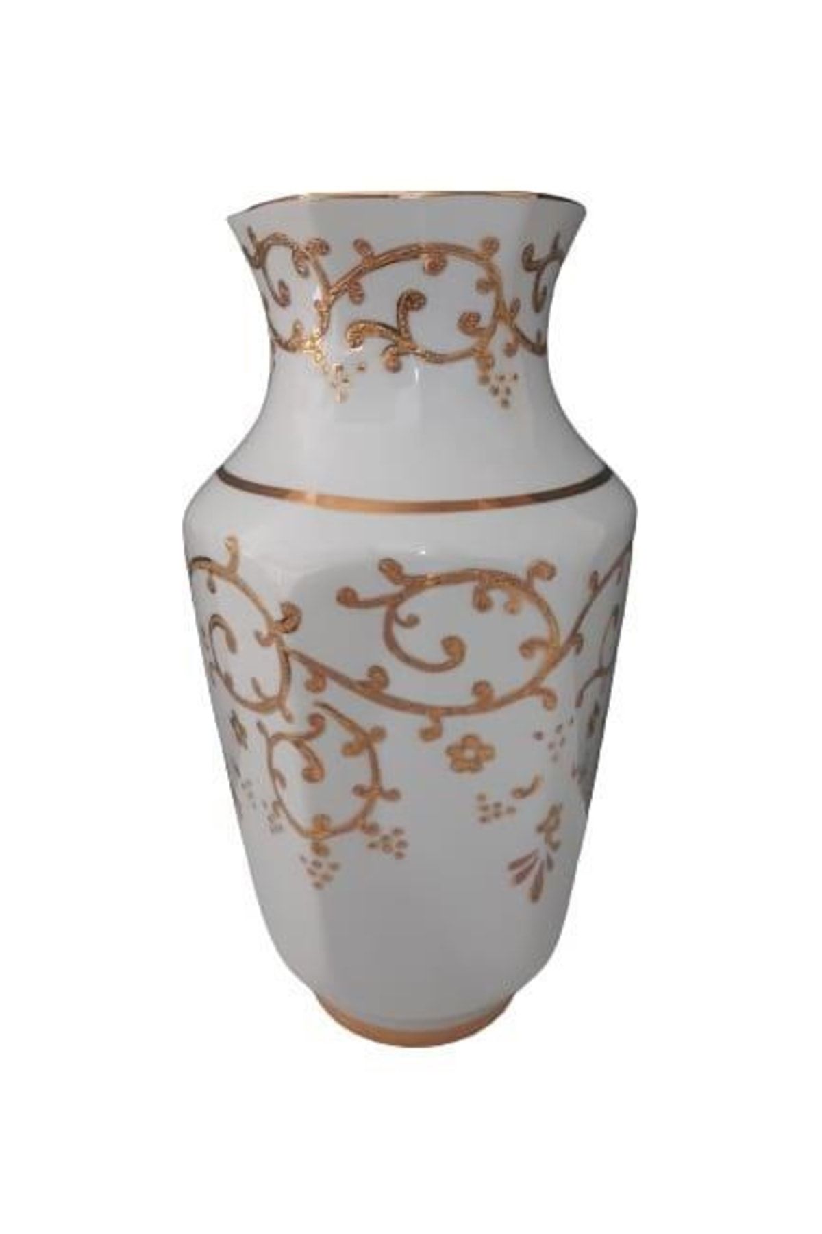 Kütahya Porselen Antik Vazo 25 Cm Dekor No:3678 B.altın