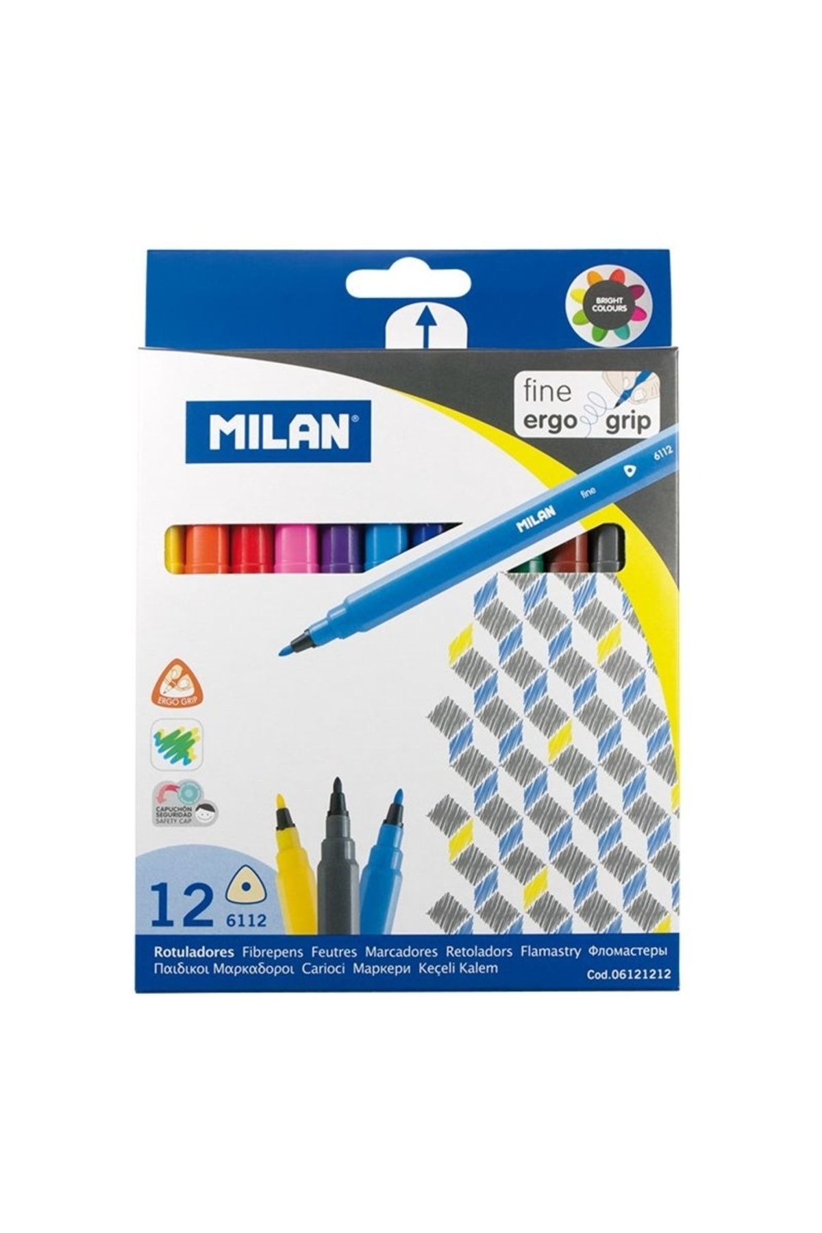 Milan 12 Renk Uzun Boy Üçgen Keçeli Kalem 6112