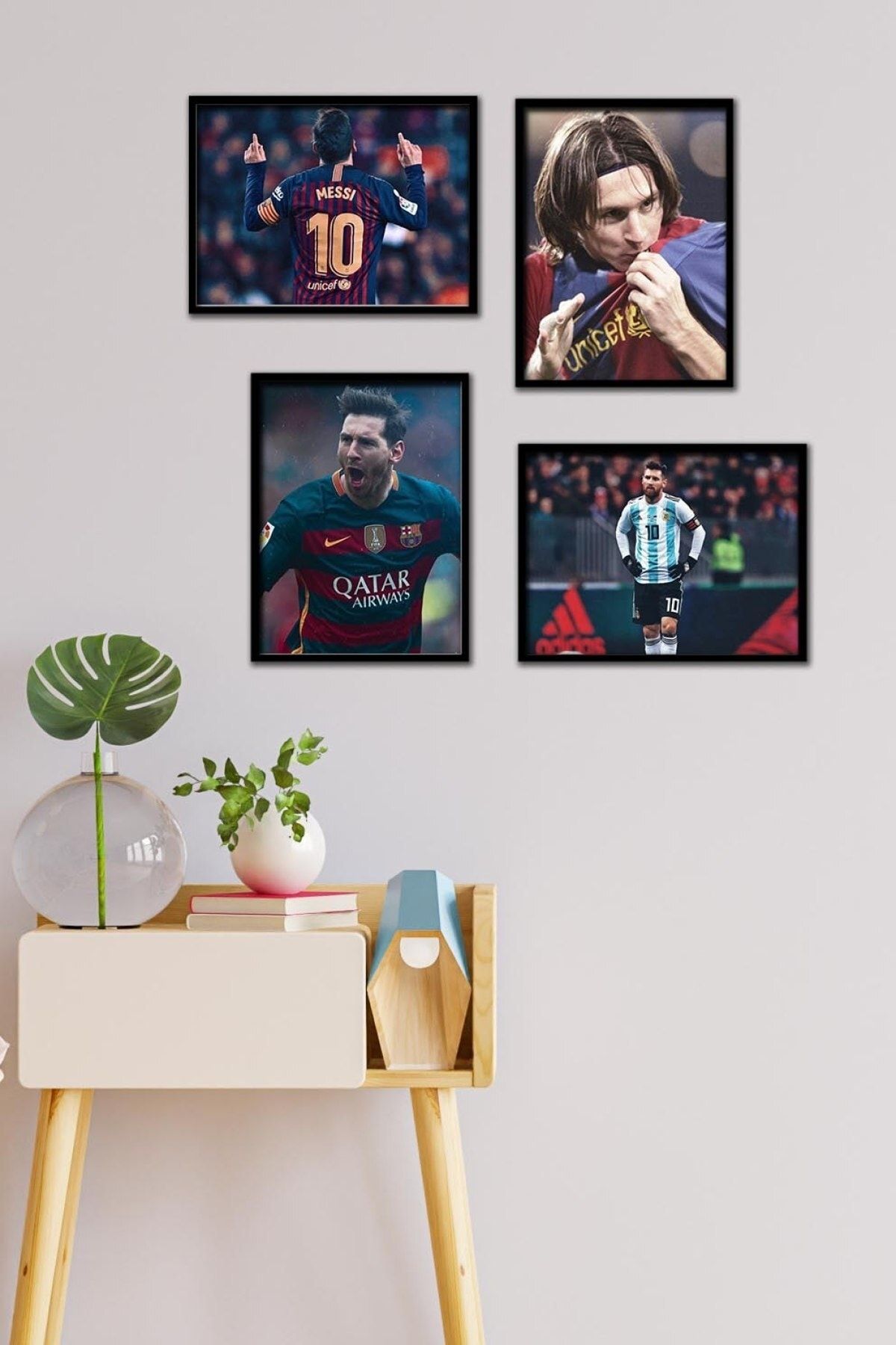 takivis Messi 4 Parça Çerçeve Görünümlü Set Tablo