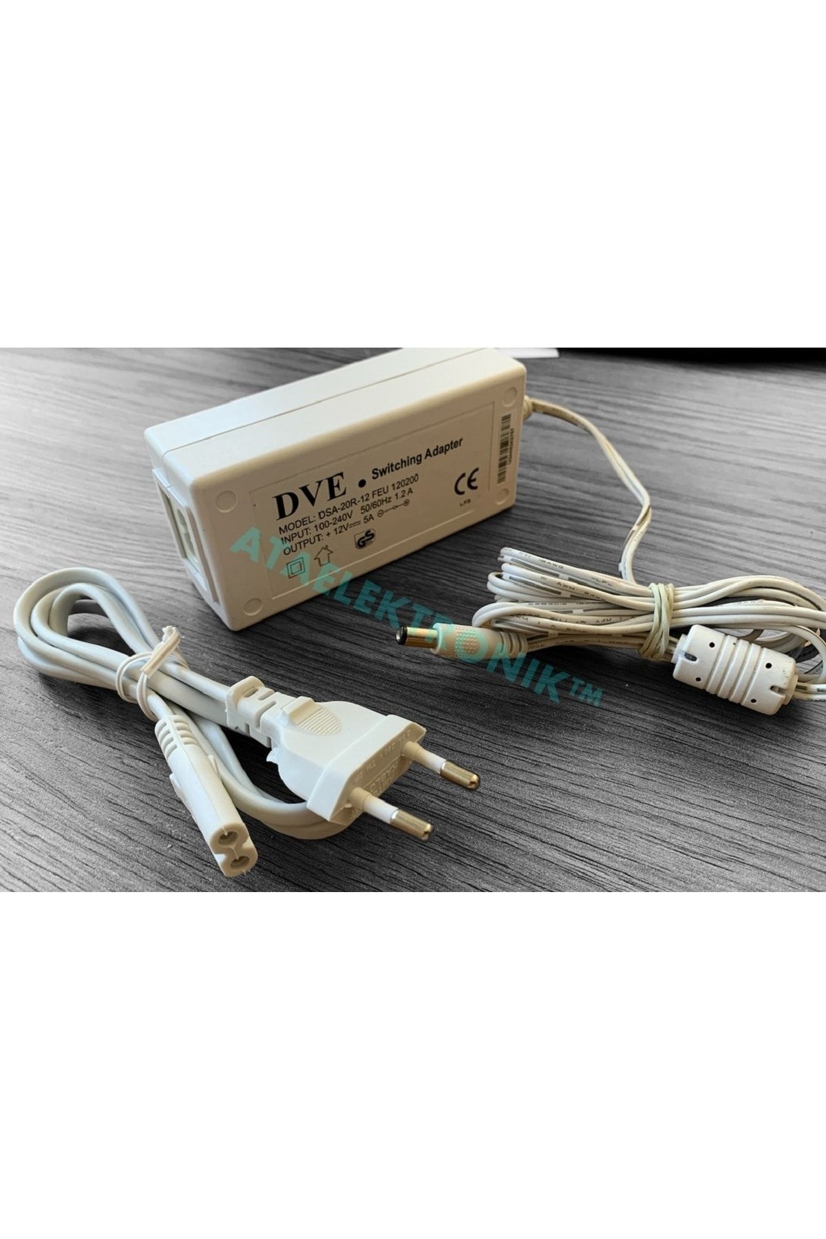 ATAELEKTRONİK Kaliteli - Beyaz - Dve Ac100-240v 50/60hz Dc 12 Volt 5 Amper Trafo Adaptör 12v 5a 2 Metre Kablolu