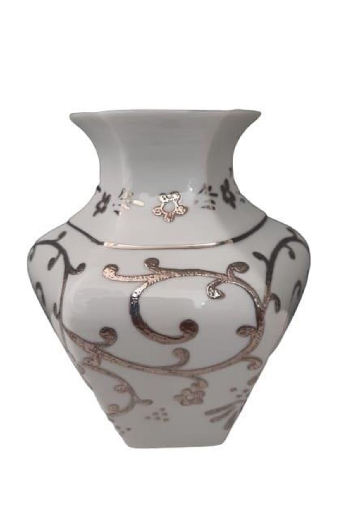 Kütahya Porselen Köşeli Vazo 15 Cm Dekor No:3678 Platin