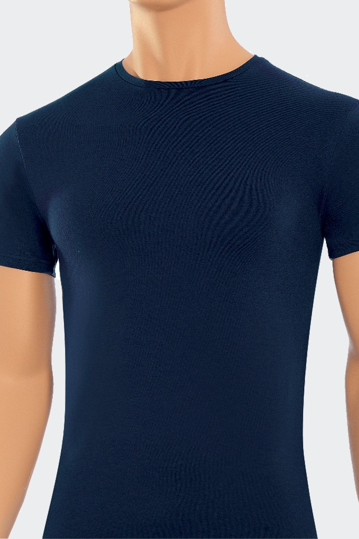 Öts 2'li Erkek Modal Kapalı Yaka T-shirt Lacivert