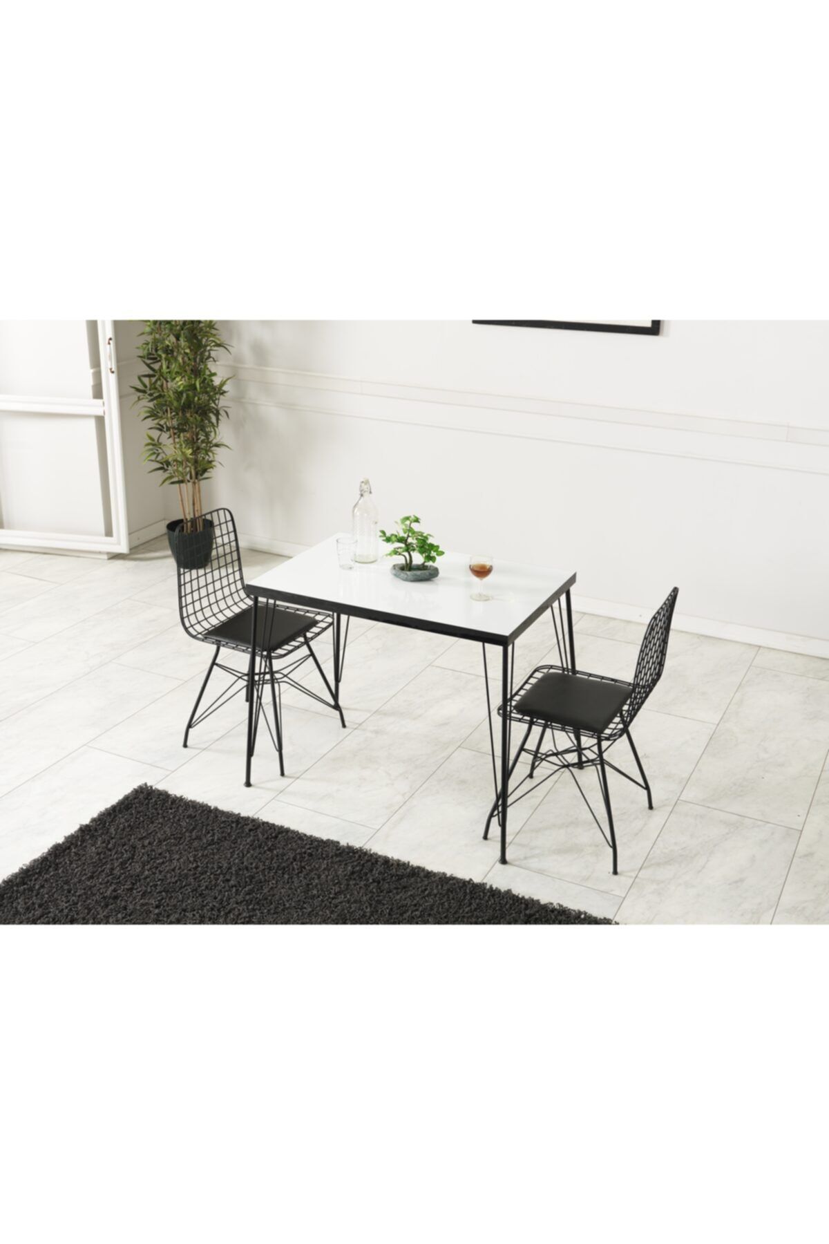 Ressa Home Ebrar 2 Kişilik Beyaz Masa Sandalye Takımı 60x90 Cm