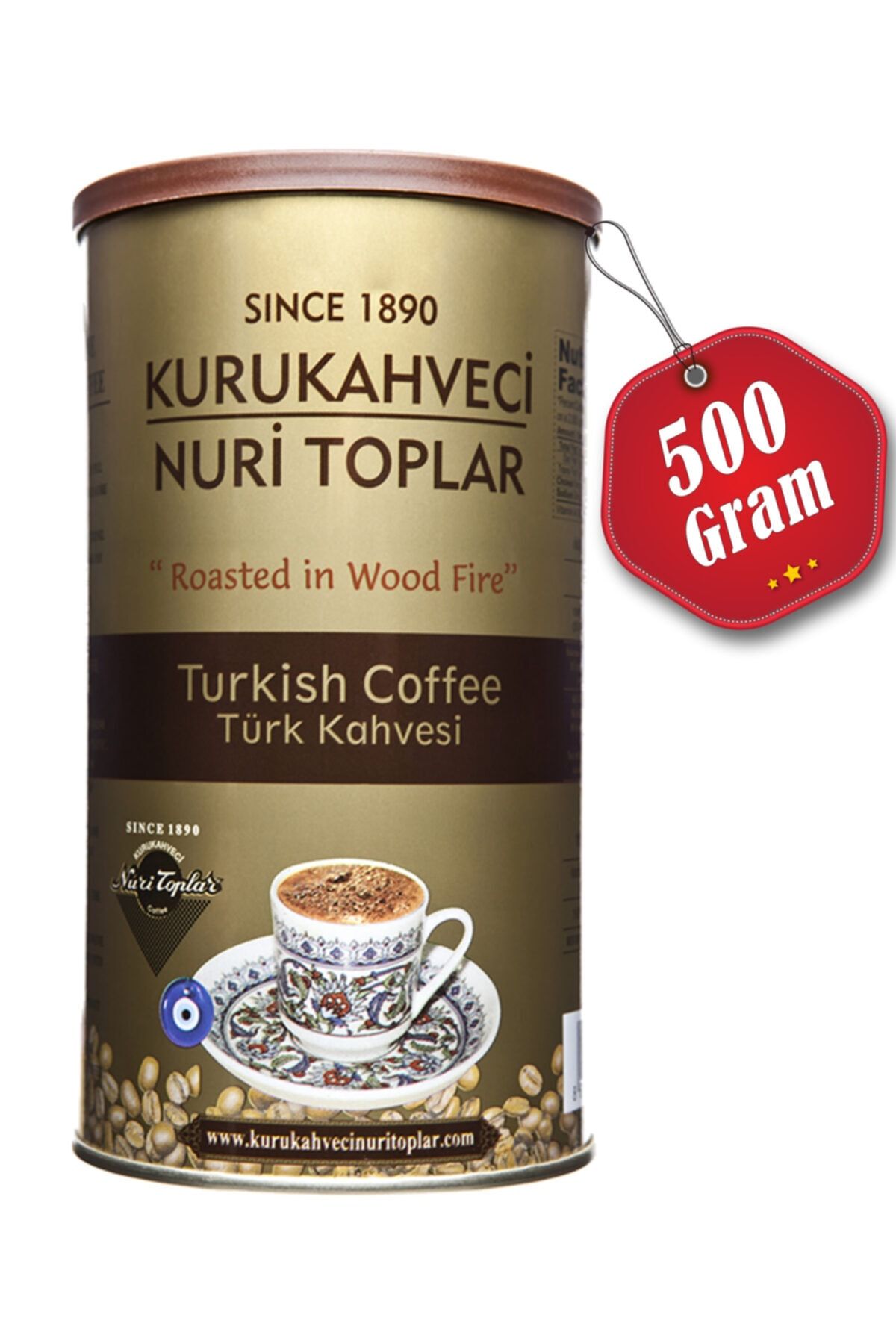 Nuri Toplar Yuvarlak Teneke Kutuda Türk Kahvesi 500 gr Kuru Kahve