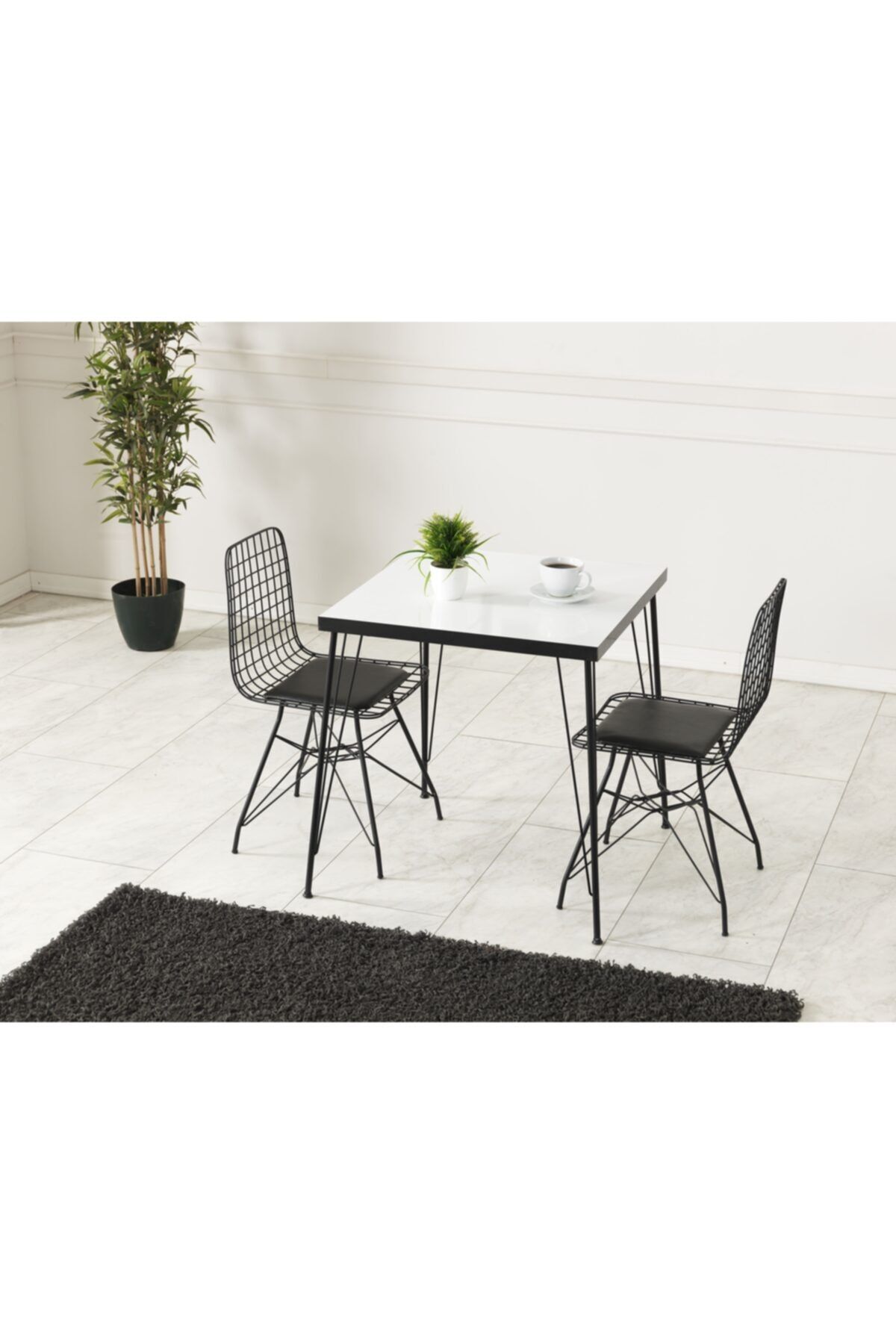 Ressa Home Azra 2 Kişilik Beyaz Masa Sandalye Takımı 70x70 Cm